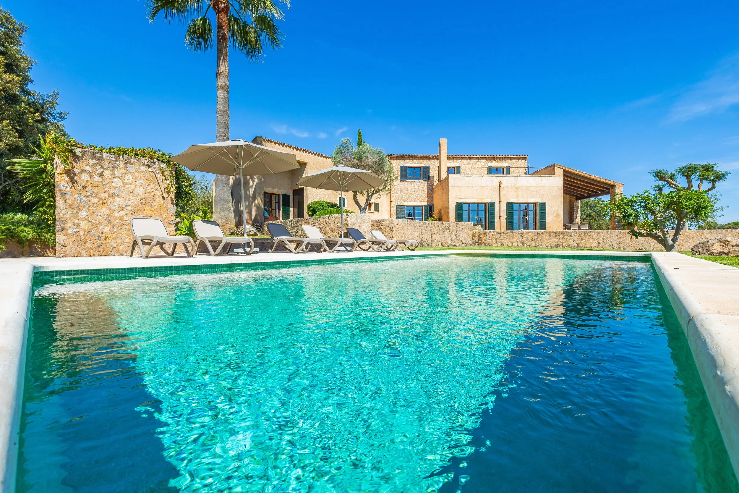 Finca Esteva Mallorca traditional finca with swimming pool near Sant Llorenç countryside real estate photography