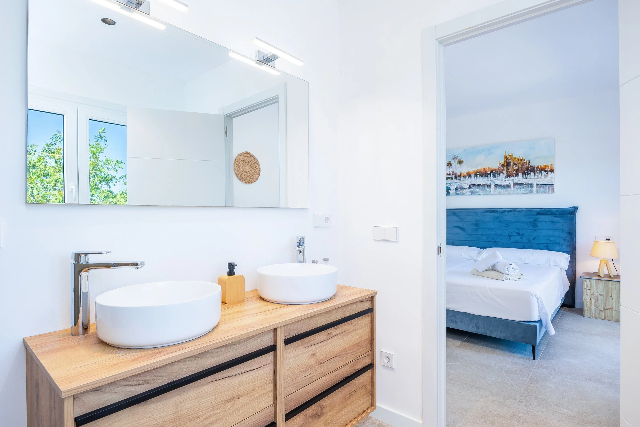 Can Gomez Mallorca renovated countryside interior with natural light and modern rustic style real estate photography