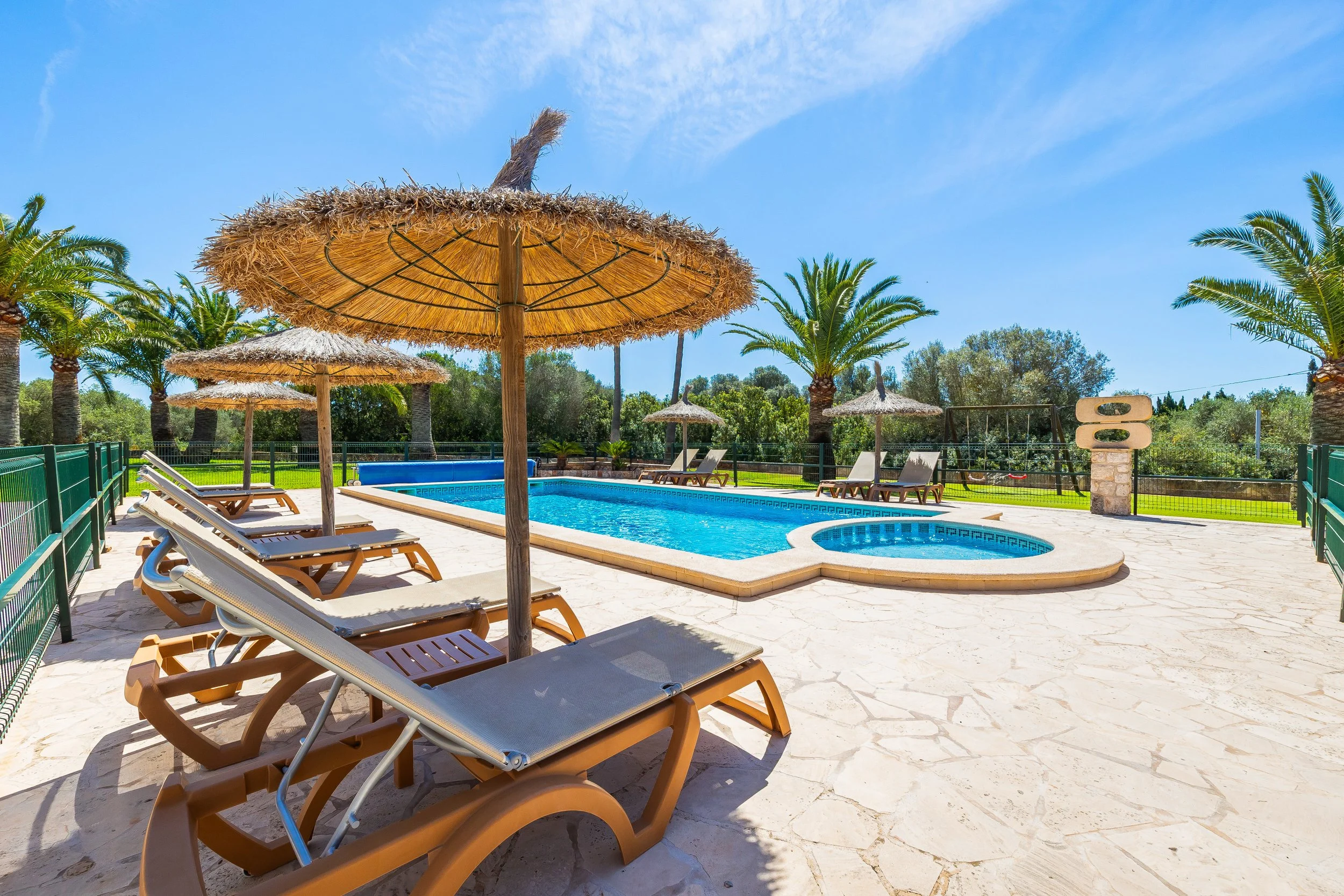Rural house near Ses Salines Mallorca with swimming pool and Mediterranean countryside real estate photography