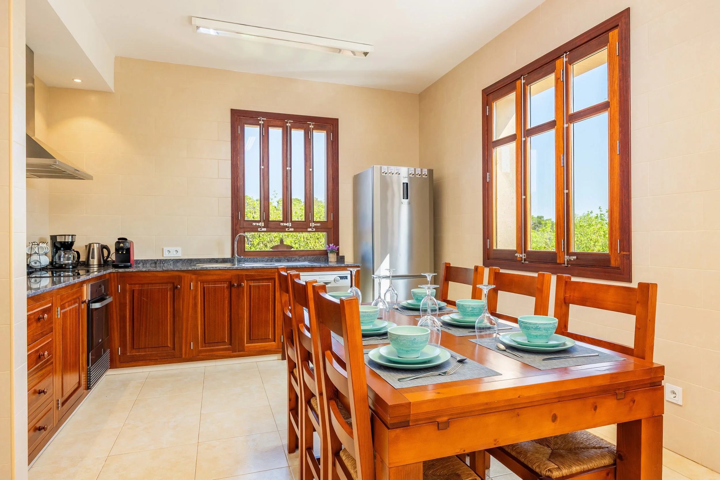 Rural house interior near Campos Mallorca with natural light and traditional Mediterranean style real estate photography