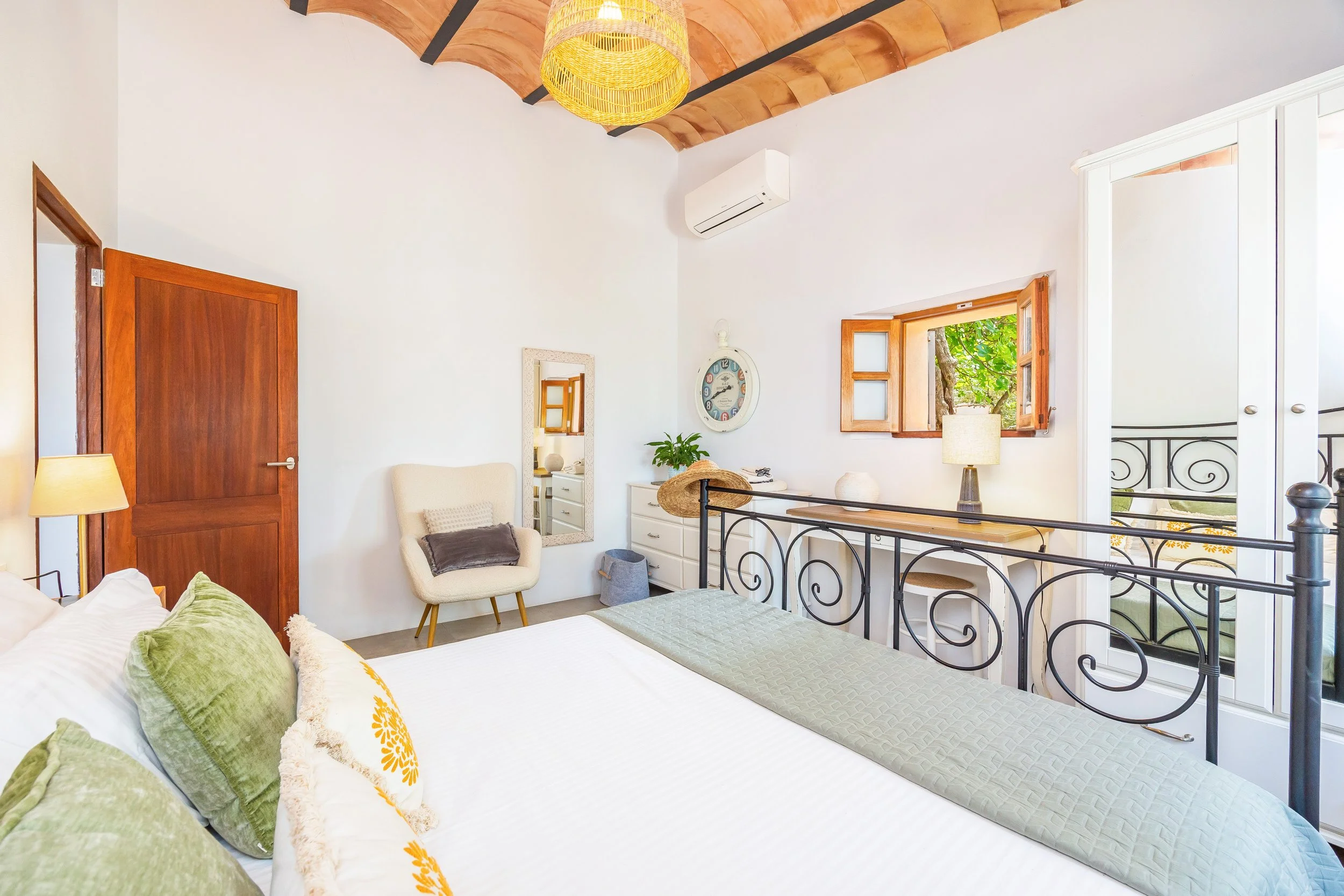 Mountain house interior near Sóller Mallorca renovated with natural light and modern rustic style real estate photography