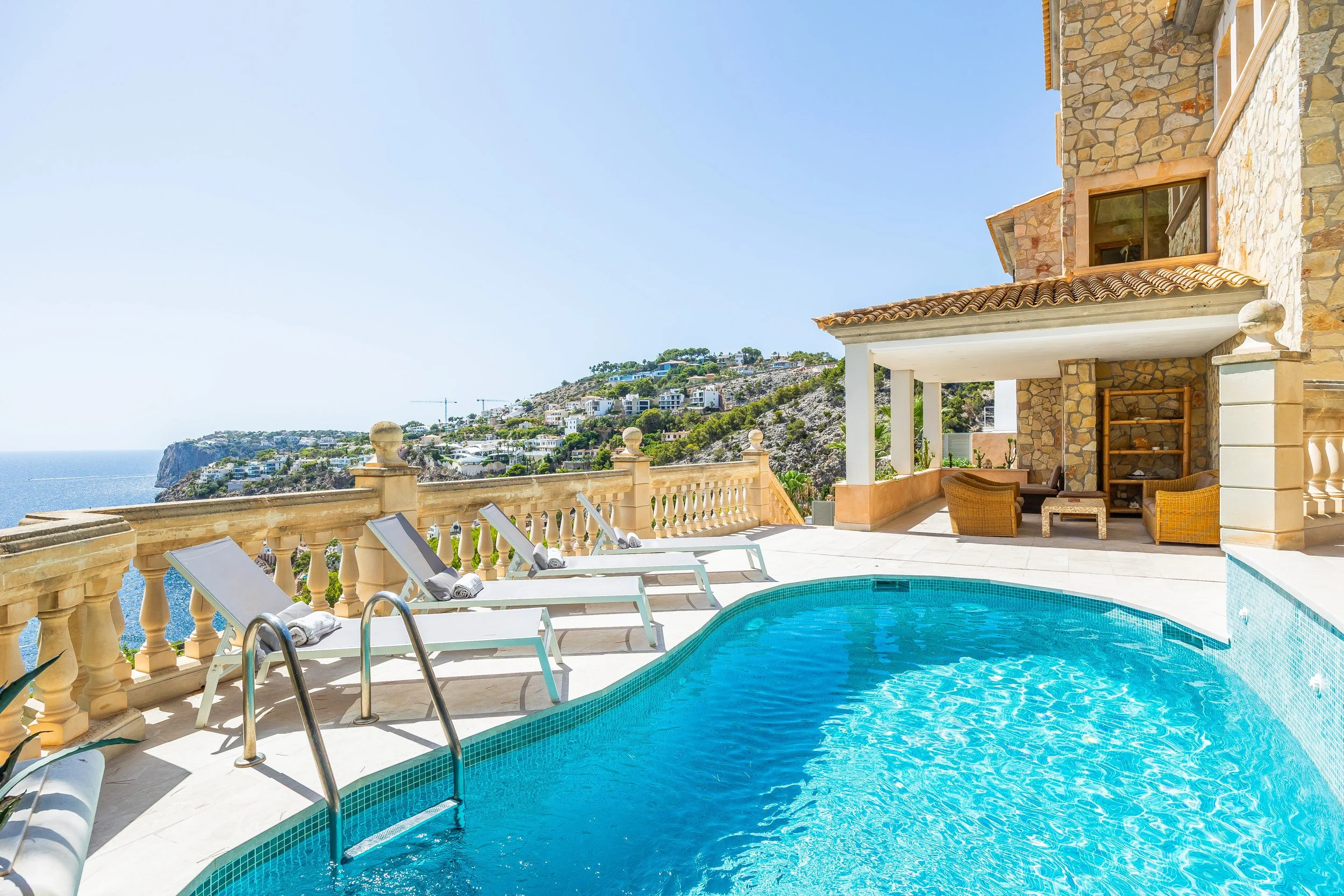 Luxury villa in Cala Llamp Mallorca with swimming pool and panoramic sea views real estate photography
