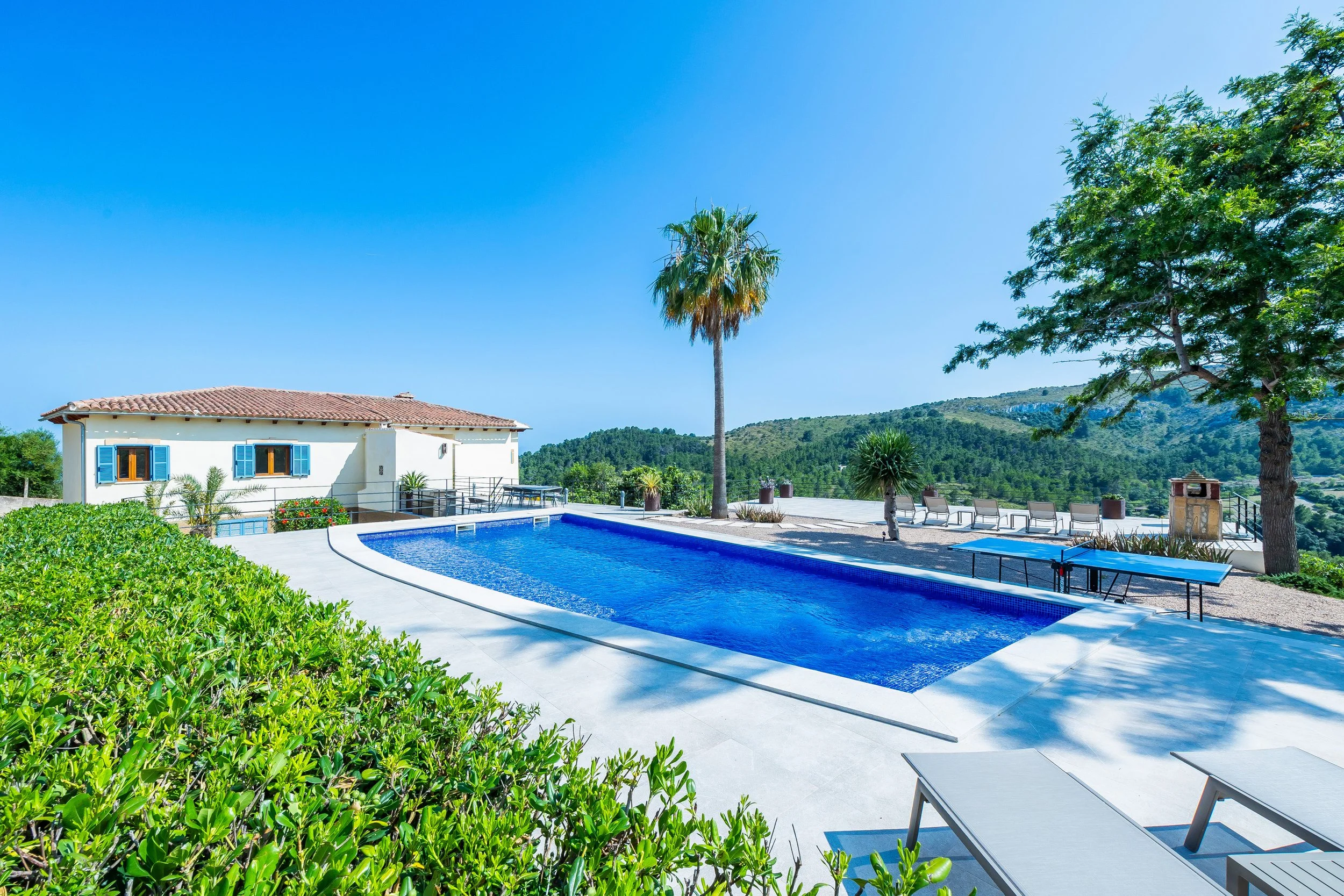 Can Gomez Mallorca countryside house with swimming pool near Son Macià and sea views towards Calas de Mallorca real estate photography