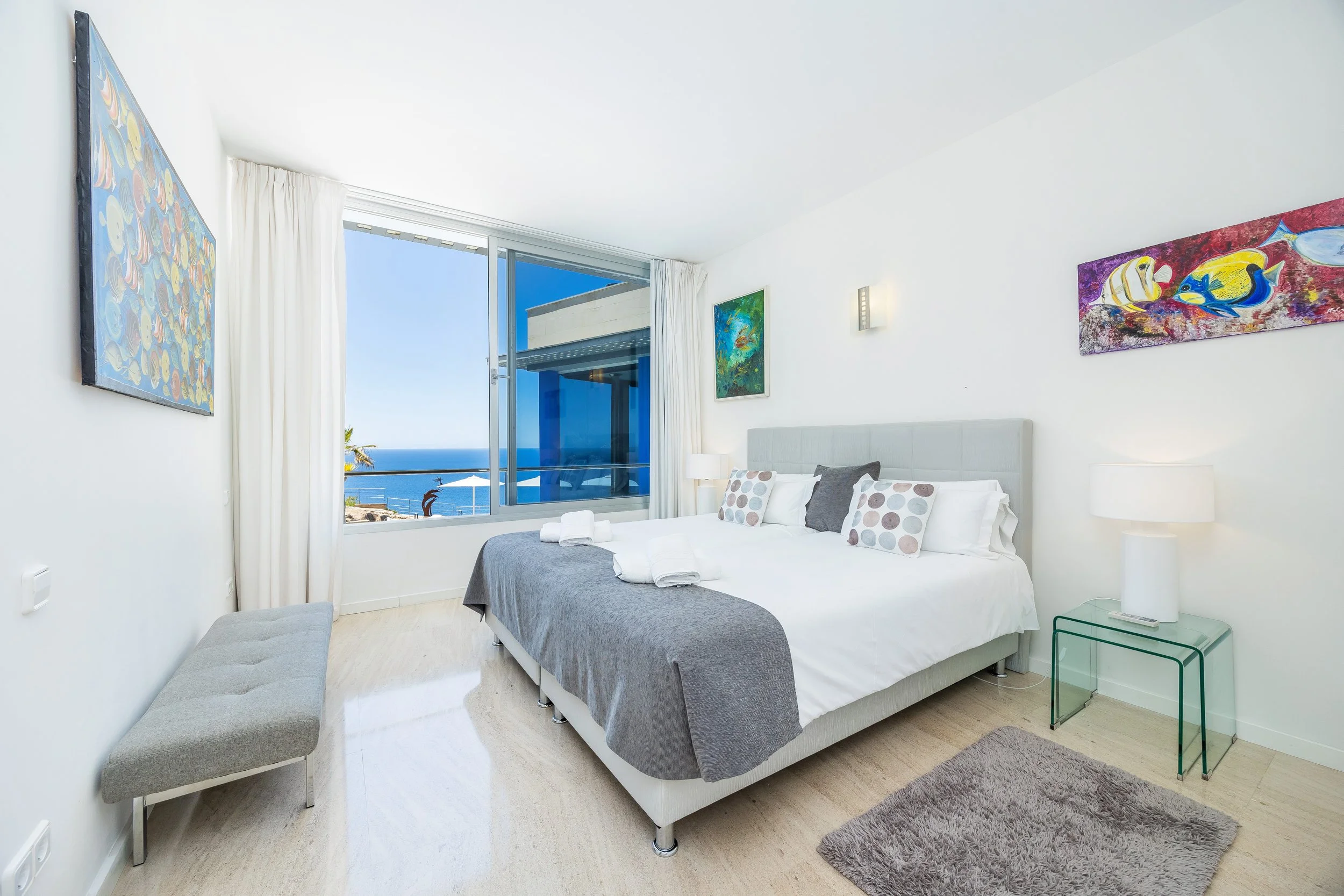Luxury bedroom interior photography in Mallorca with natural light