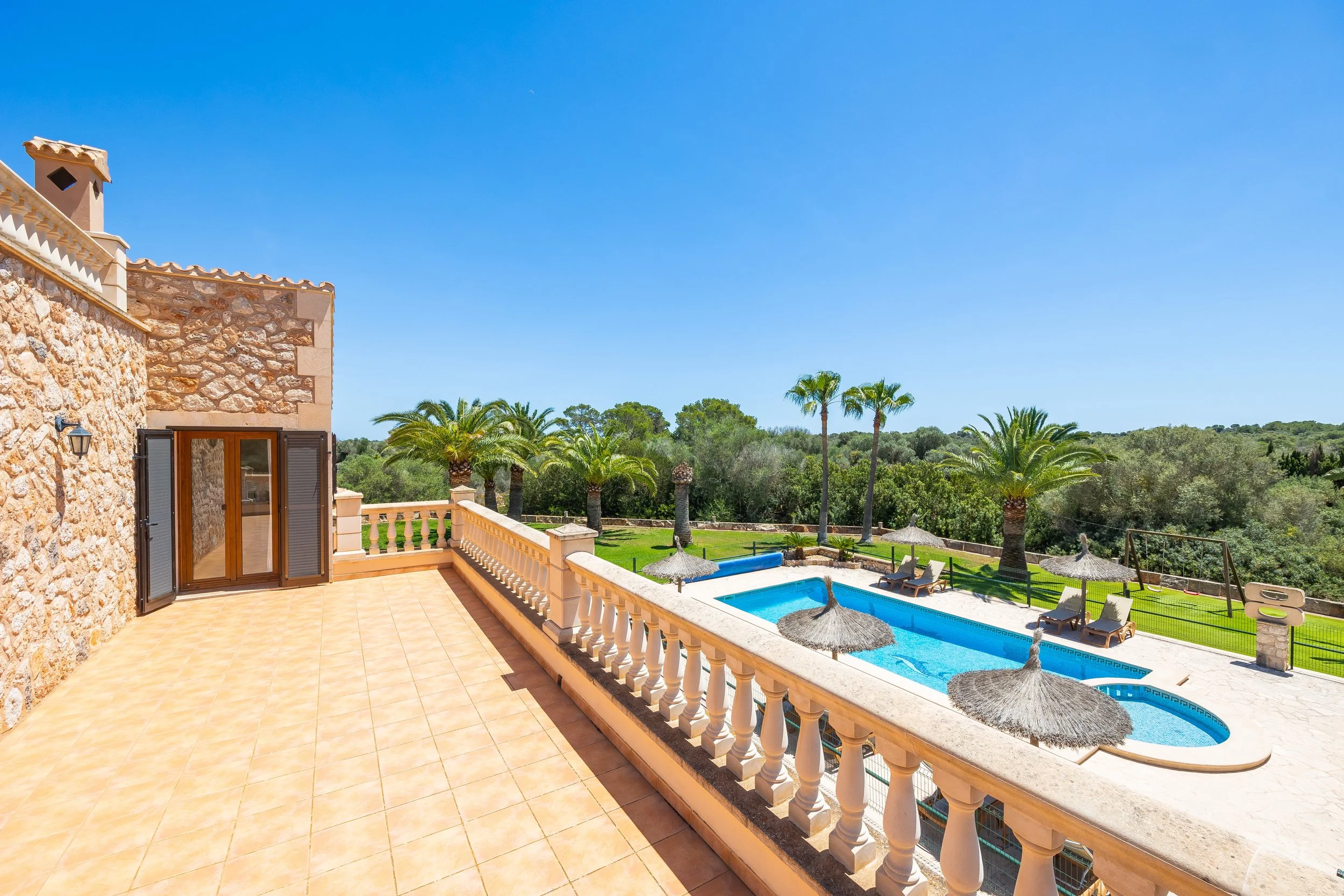 Rural house near Ses Salines Mallorca with swimming pool and Mediterranean countryside real estate photography