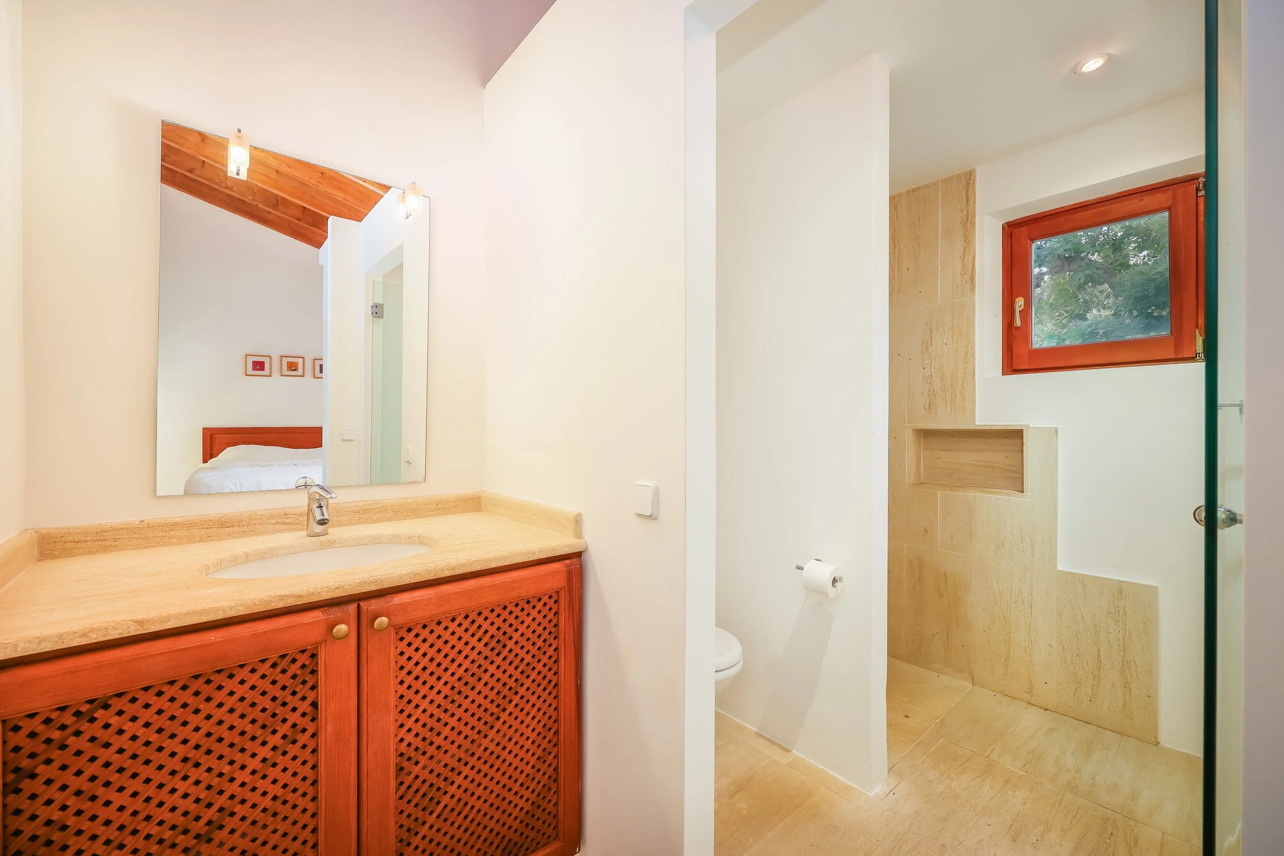 Traditional finca interior near Sant Llorenç Mallorca with rustic architecture and natural light real estate photography