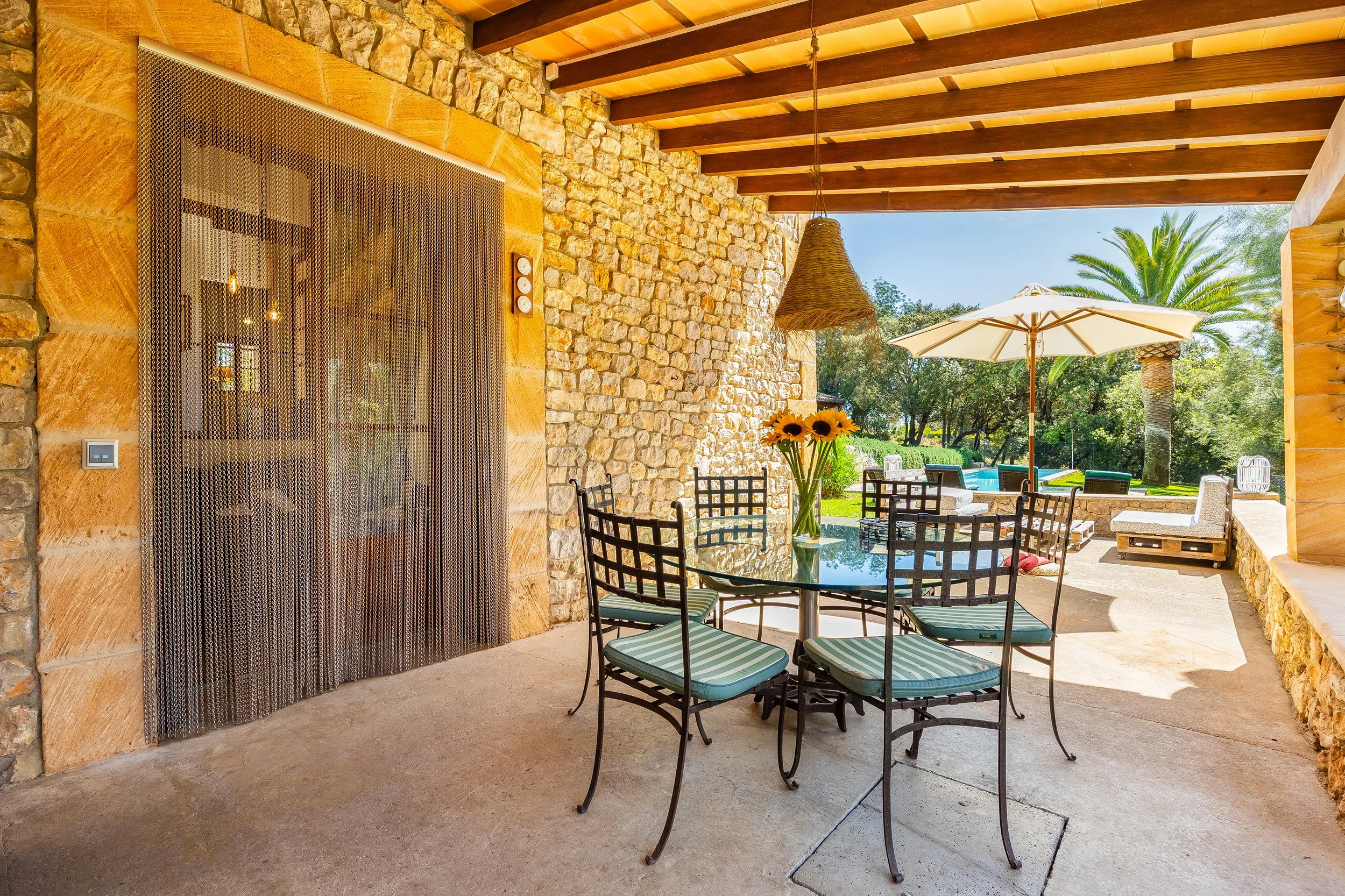 Traditional Mallorcan house with swimming pool near Artà surrounded by countryside real estate photography
