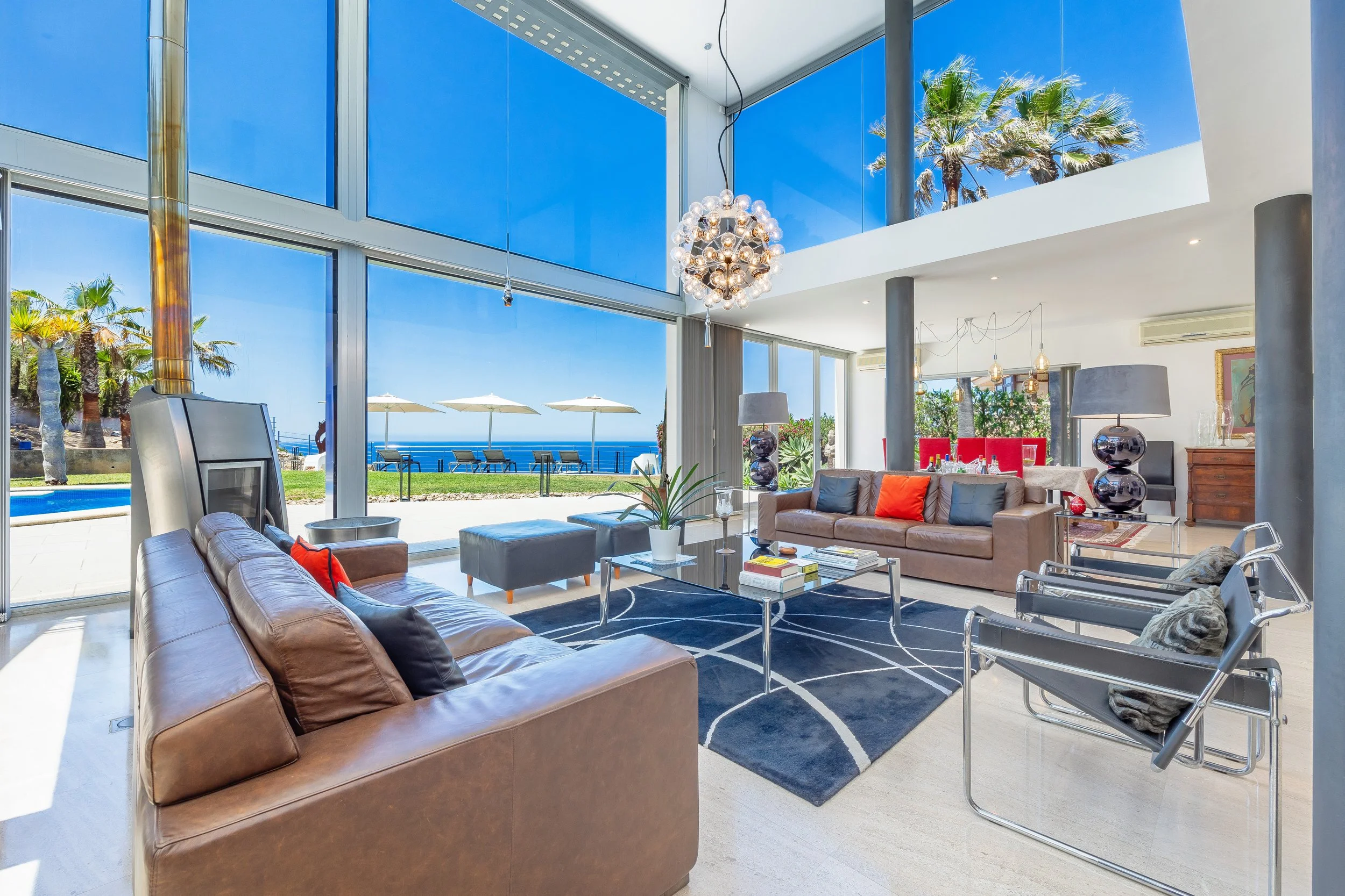 uxury living room interior real estate photography in Mallorca with natural light