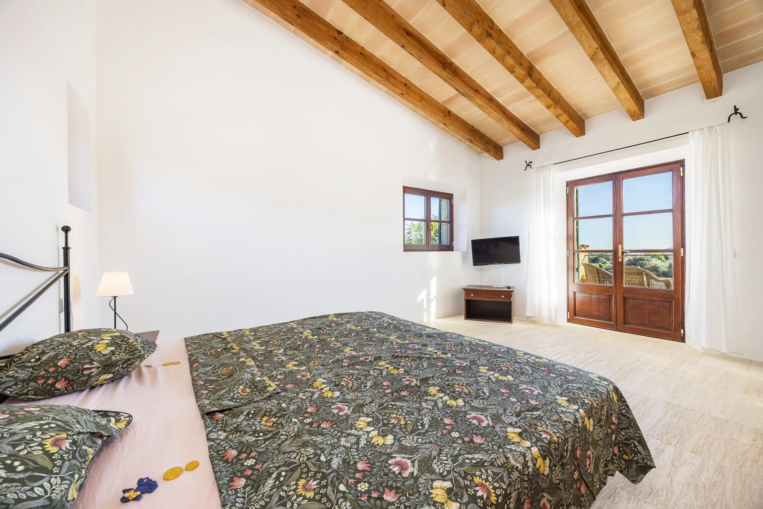 Traditional finca interior near Sant Llorenç Mallorca with rustic architecture and natural light real estate photography