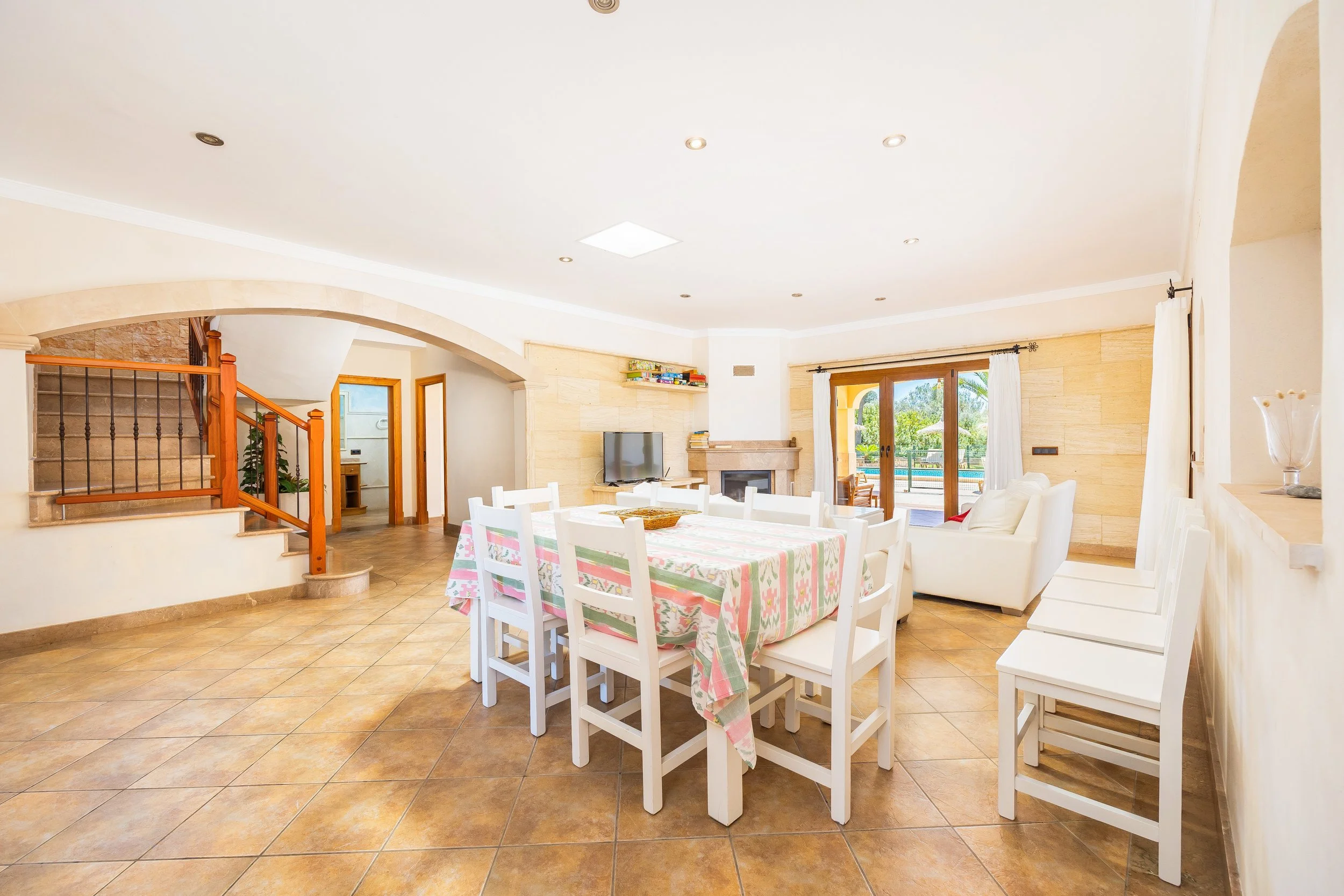 Rural house interior near Ses Salines Mallorca with natural light and Mediterranean style real estate photography