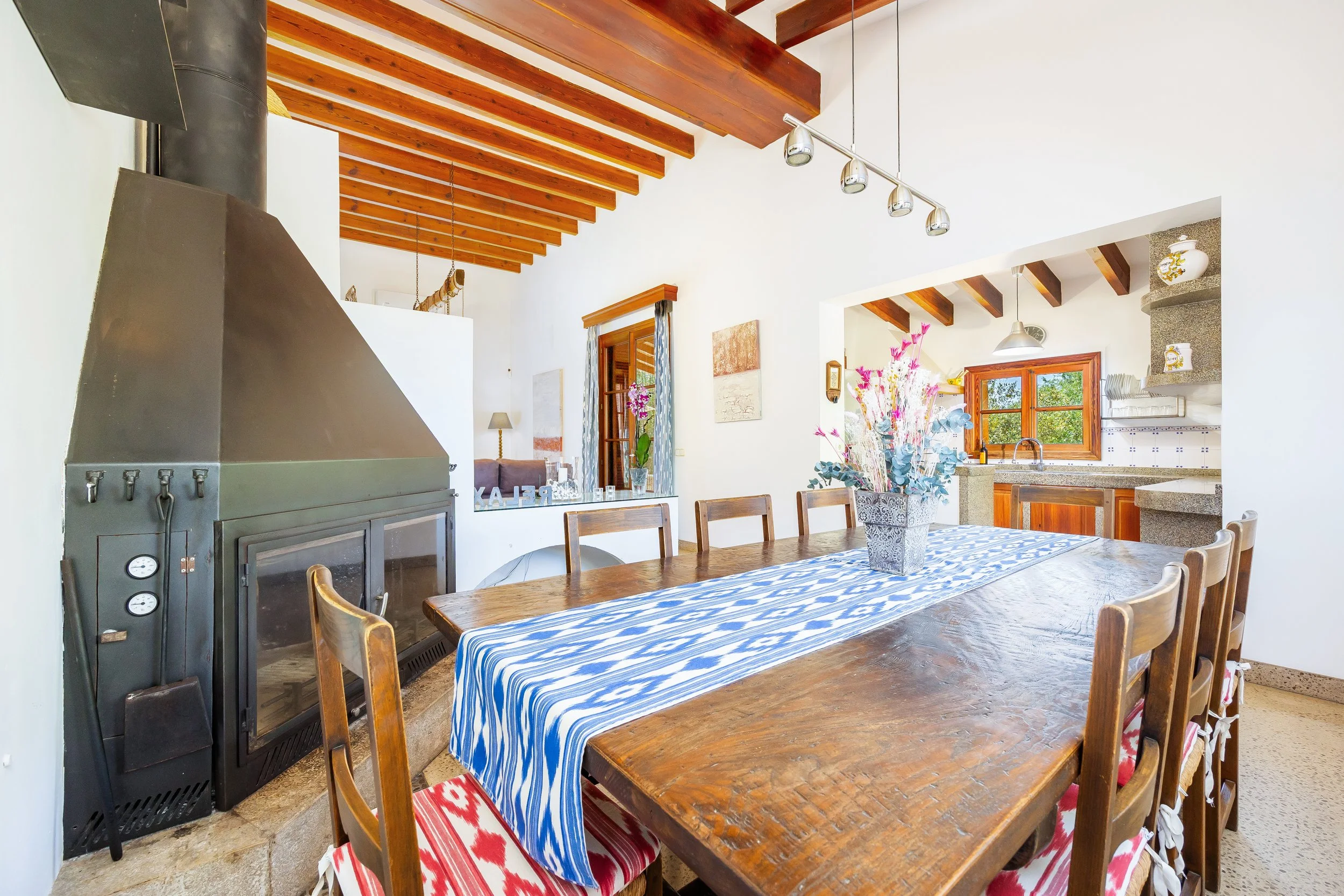 Mallorcan house interior near Artà with rustic architecture and natural light real estate photography