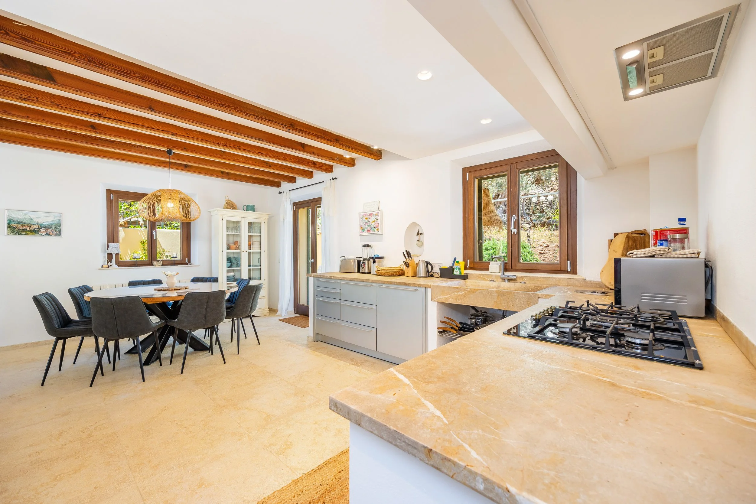 Sa Papaiona Mallorca traditional finca interior with rustic architecture and natural light real estate photography