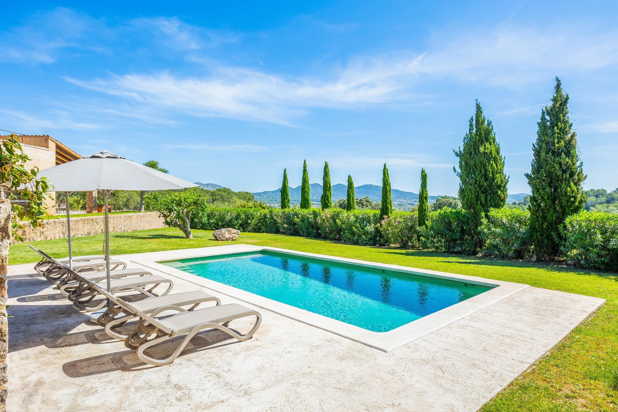 Finca Esteva Mallorca traditional finca with swimming pool near Sant Llorenç countryside real estate photography