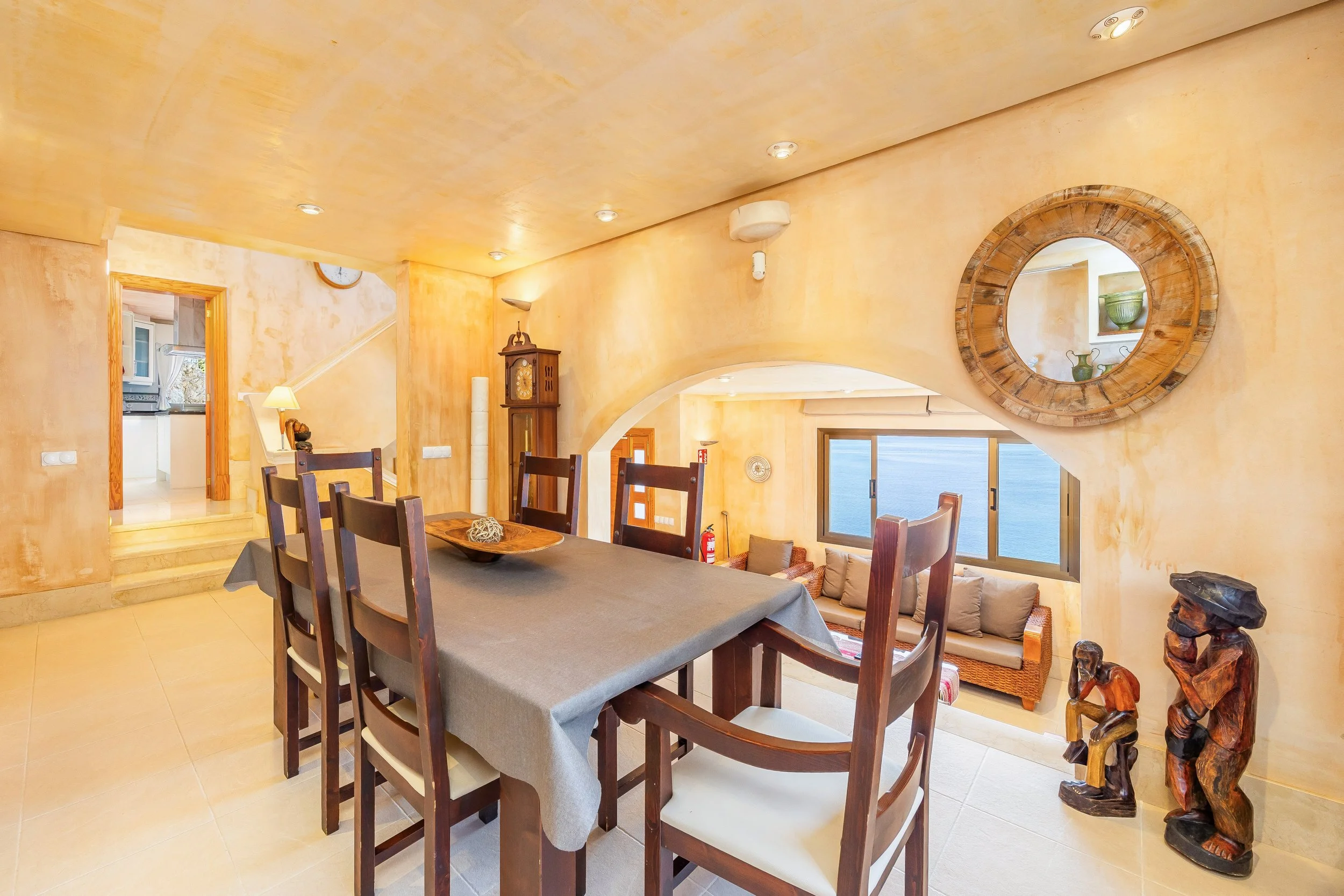 Luxury interior of Villa Cala Llamp Mallorca with modern design, natural light and sea views real estate photography