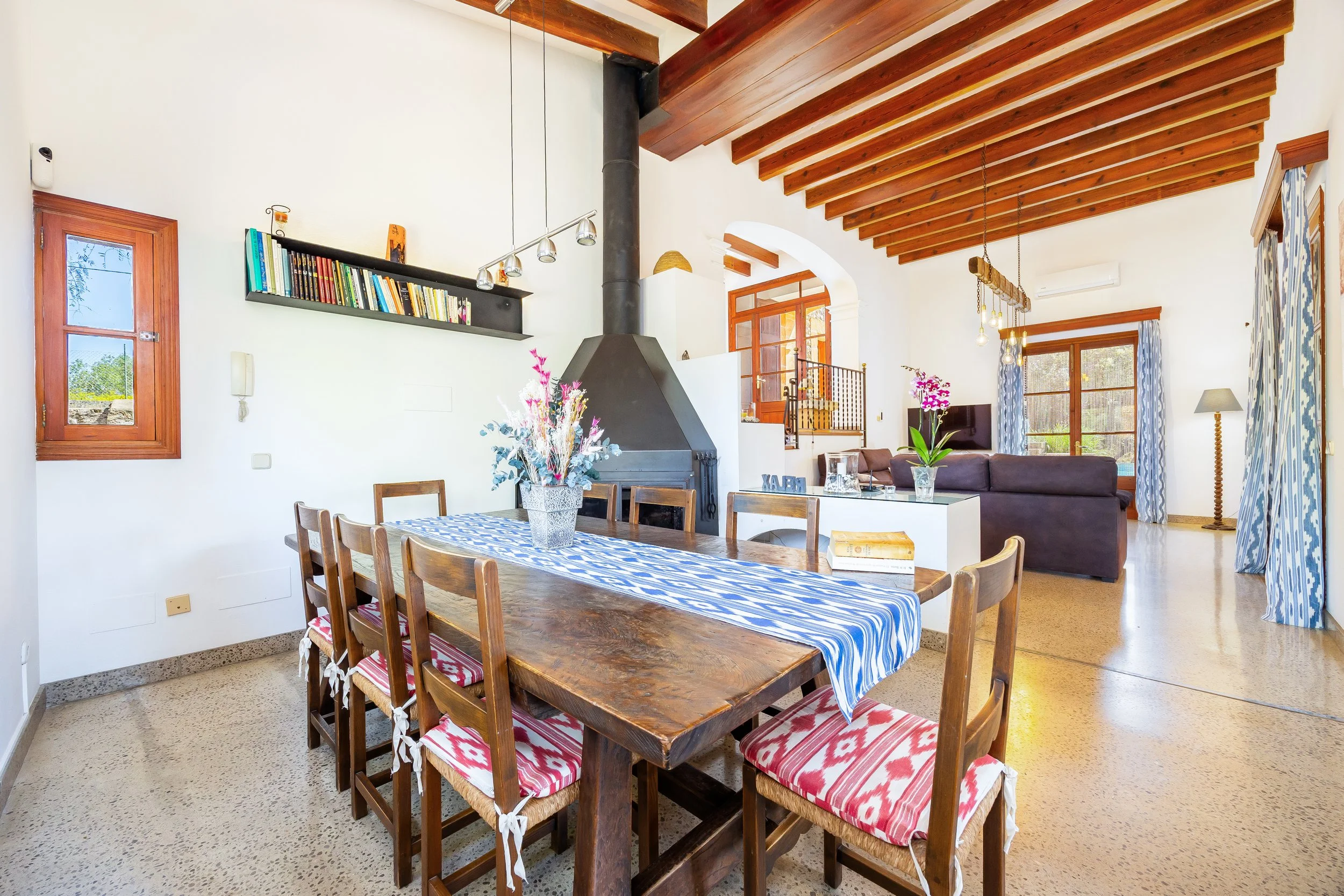 Mallorcan house interior near Artà with rustic architecture and natural light real estate photography