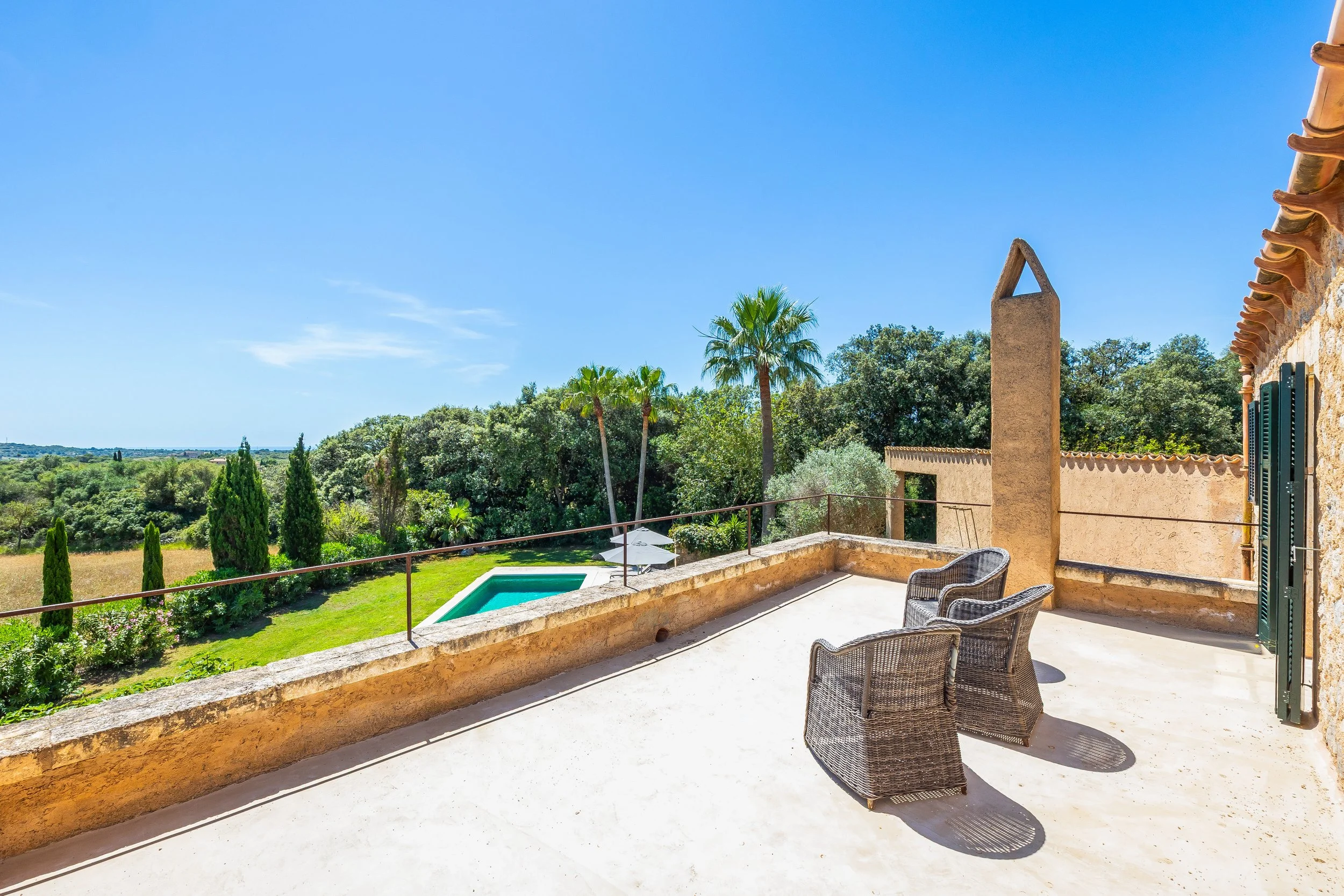 Finca Esteva Mallorca traditional finca with swimming pool near Sant Llorenç countryside real estate photography