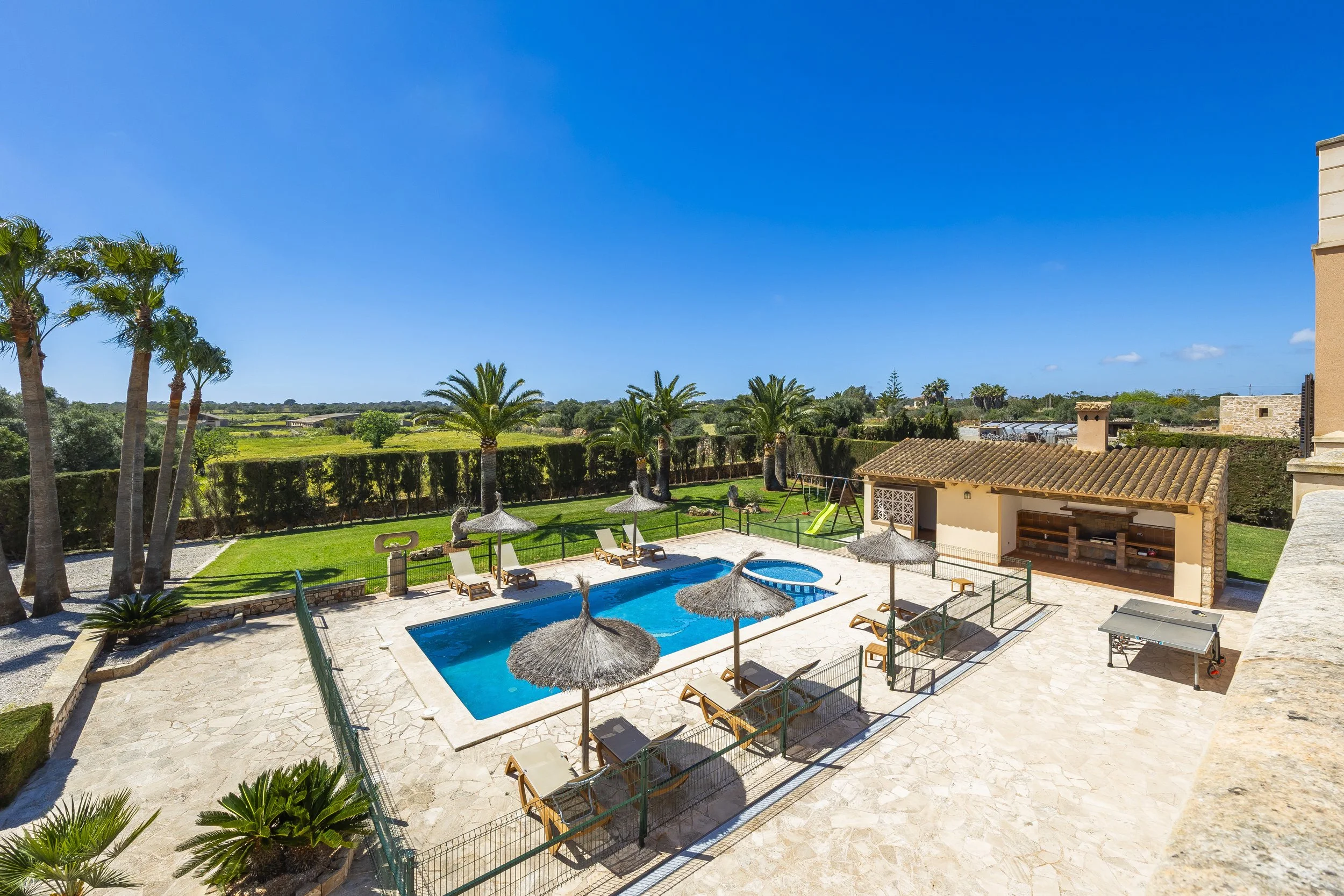 Rural house near Ses Salines Mallorca with swimming pool, garden and natural surroundings real estate photography