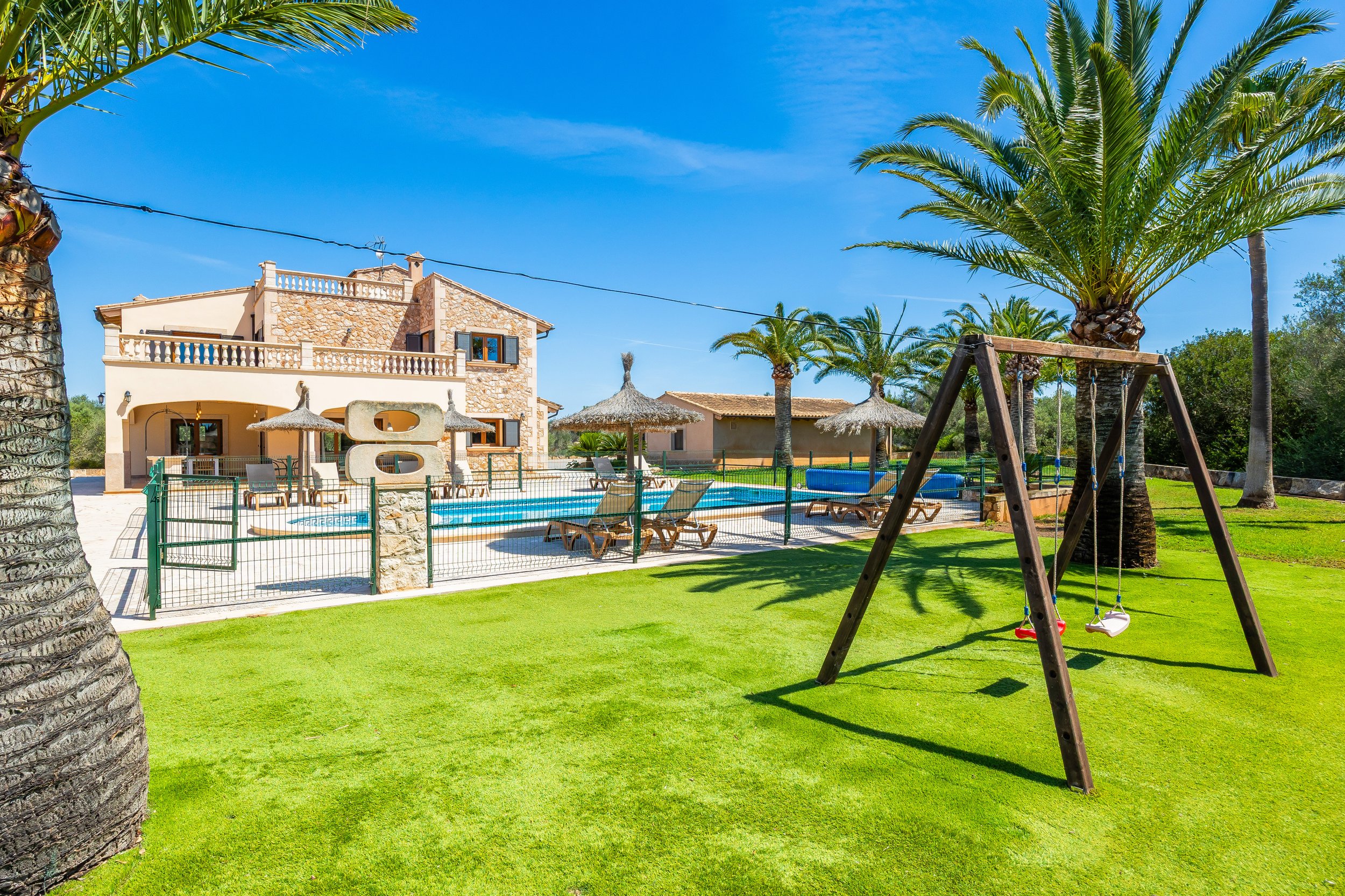 Rural house near Ses Salines Mallorca with swimming pool and Mediterranean countryside real estate photography