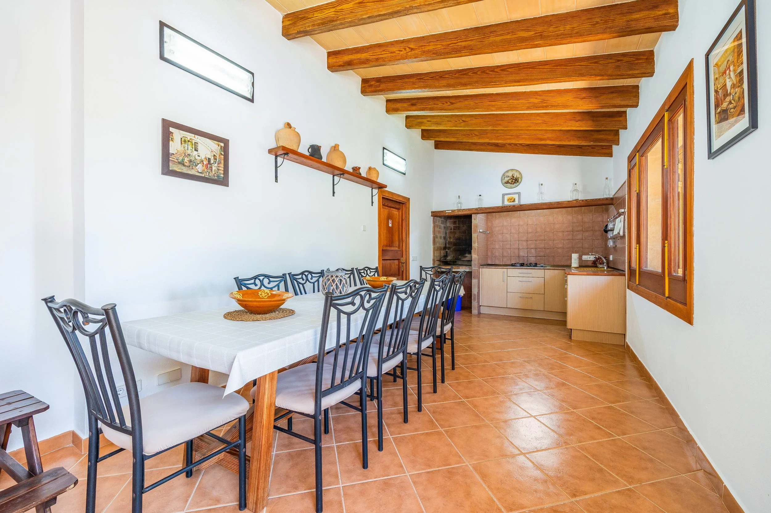 Traditional Mallorcan interior at Can Churi with rustic details and natural light real estate photography