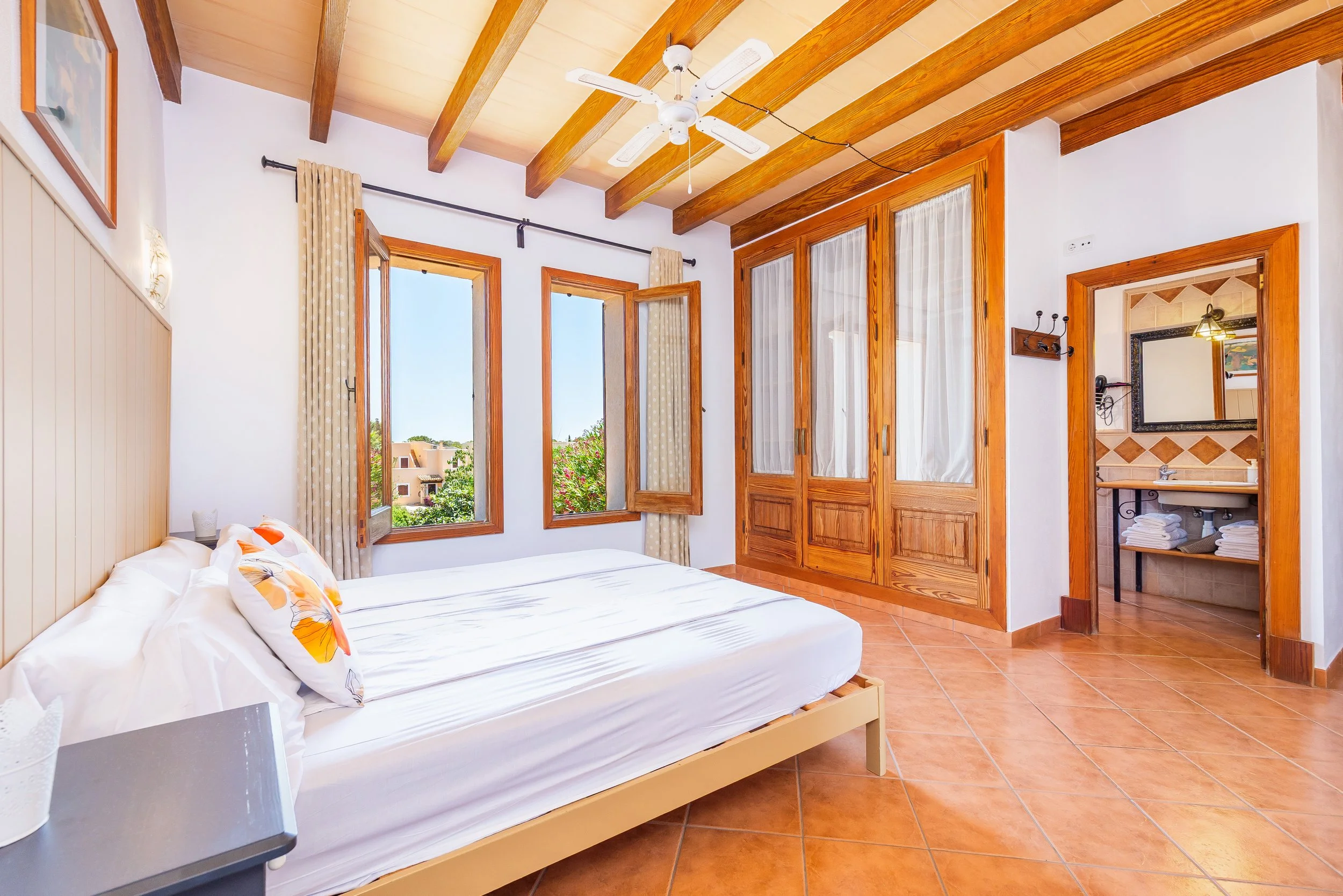 Traditional Mallorcan interior at Can Churi with rustic details and natural light real estate photography