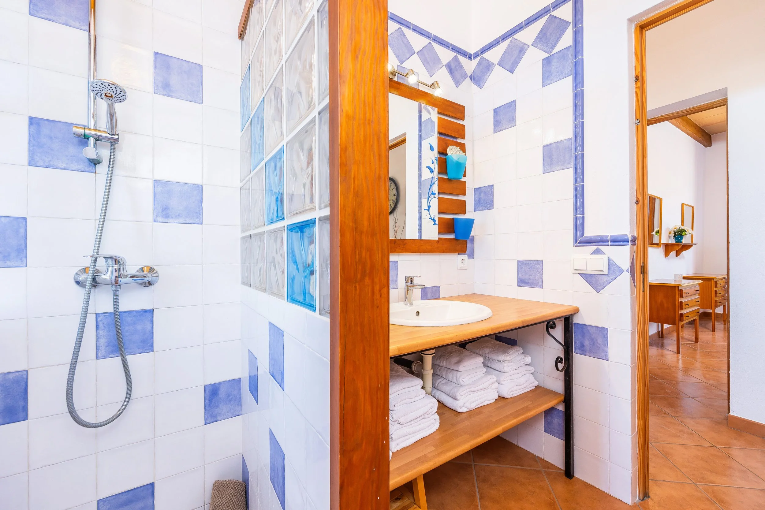 Traditional Mallorcan interior at Can Churi with rustic details and natural light real estate photography