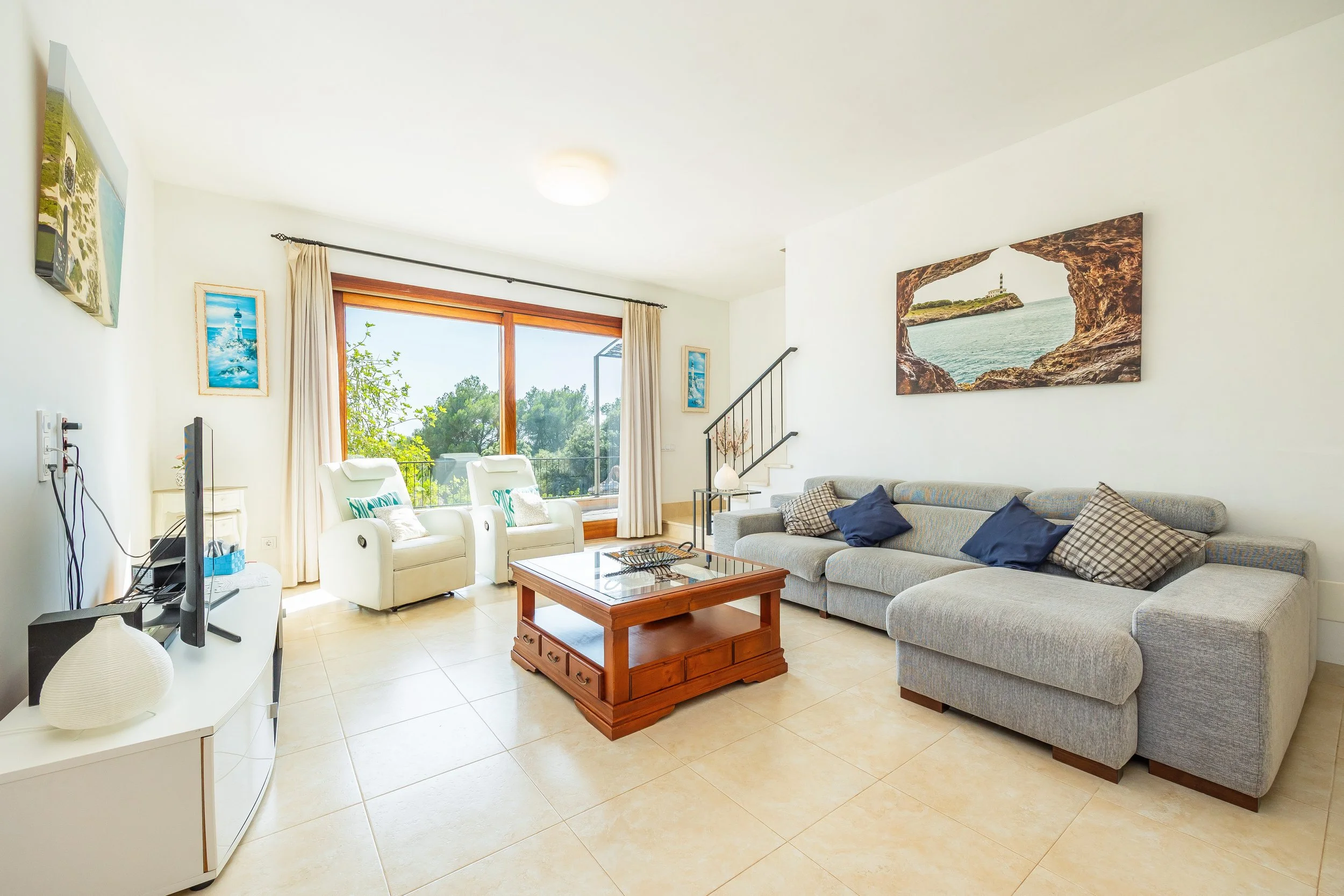 Rural house interior near Campos Mallorca with natural light and traditional Mediterranean style real estate photography