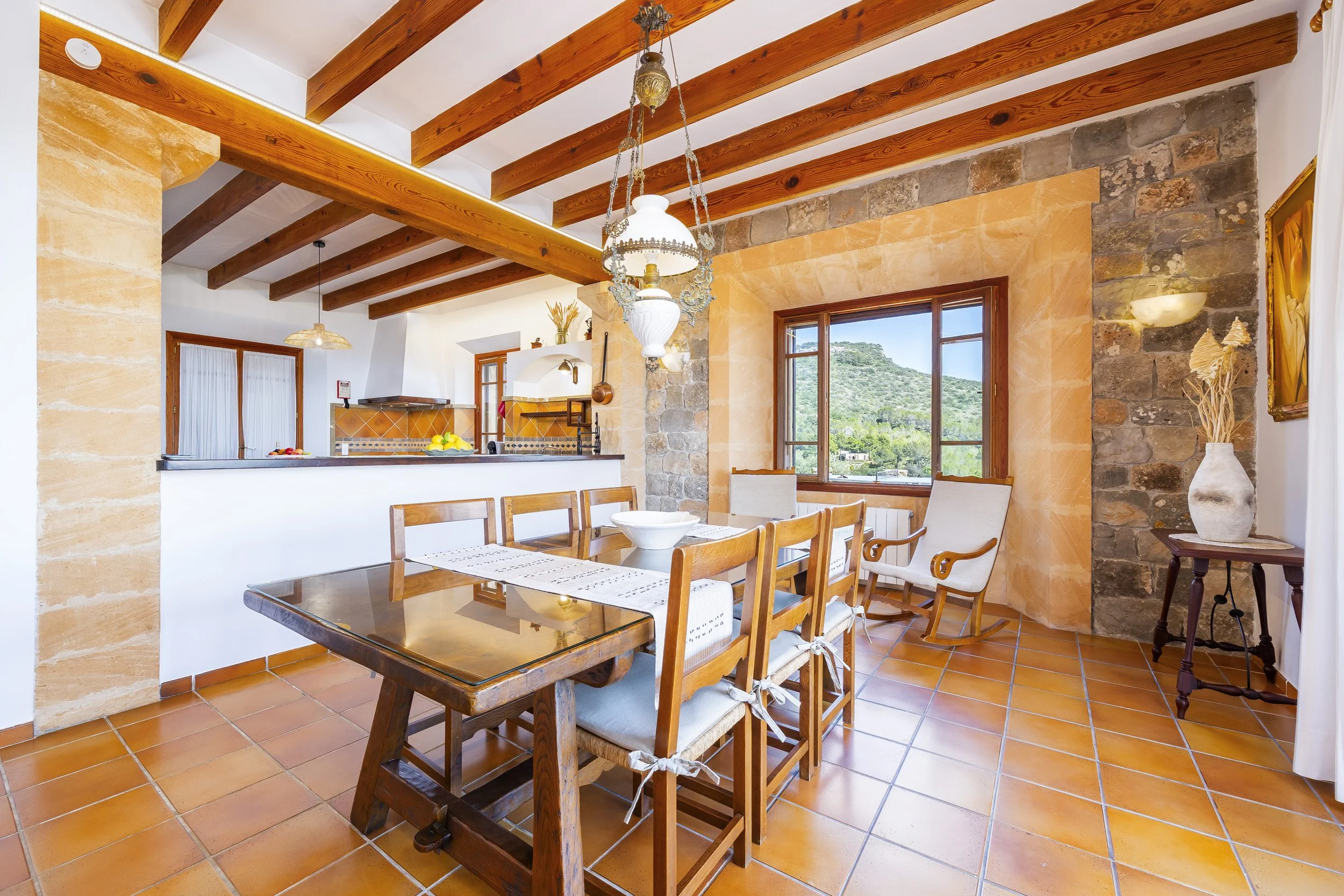 Son Galta Mallorca interior with natural light and sea views over Cala Millor real estate photography