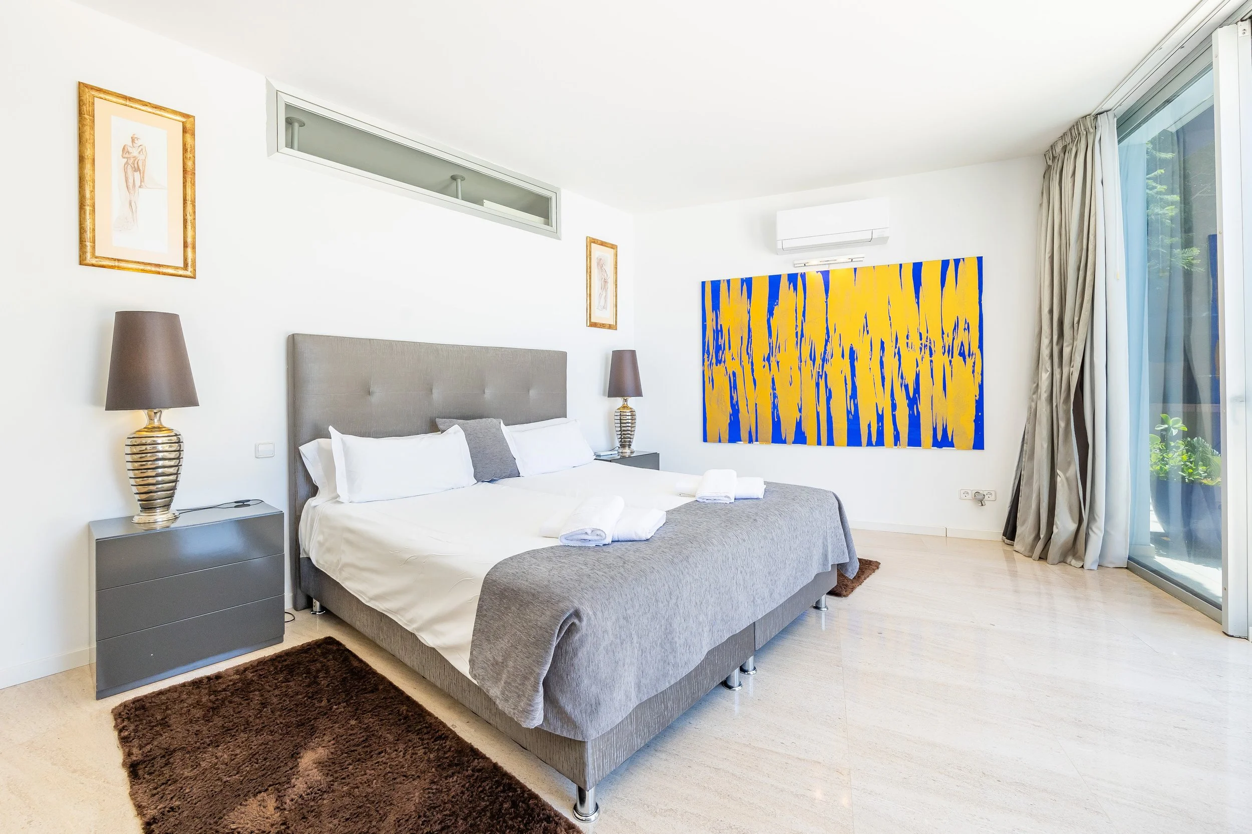 Luxury bedroom interior photography in Mallorca with natural light