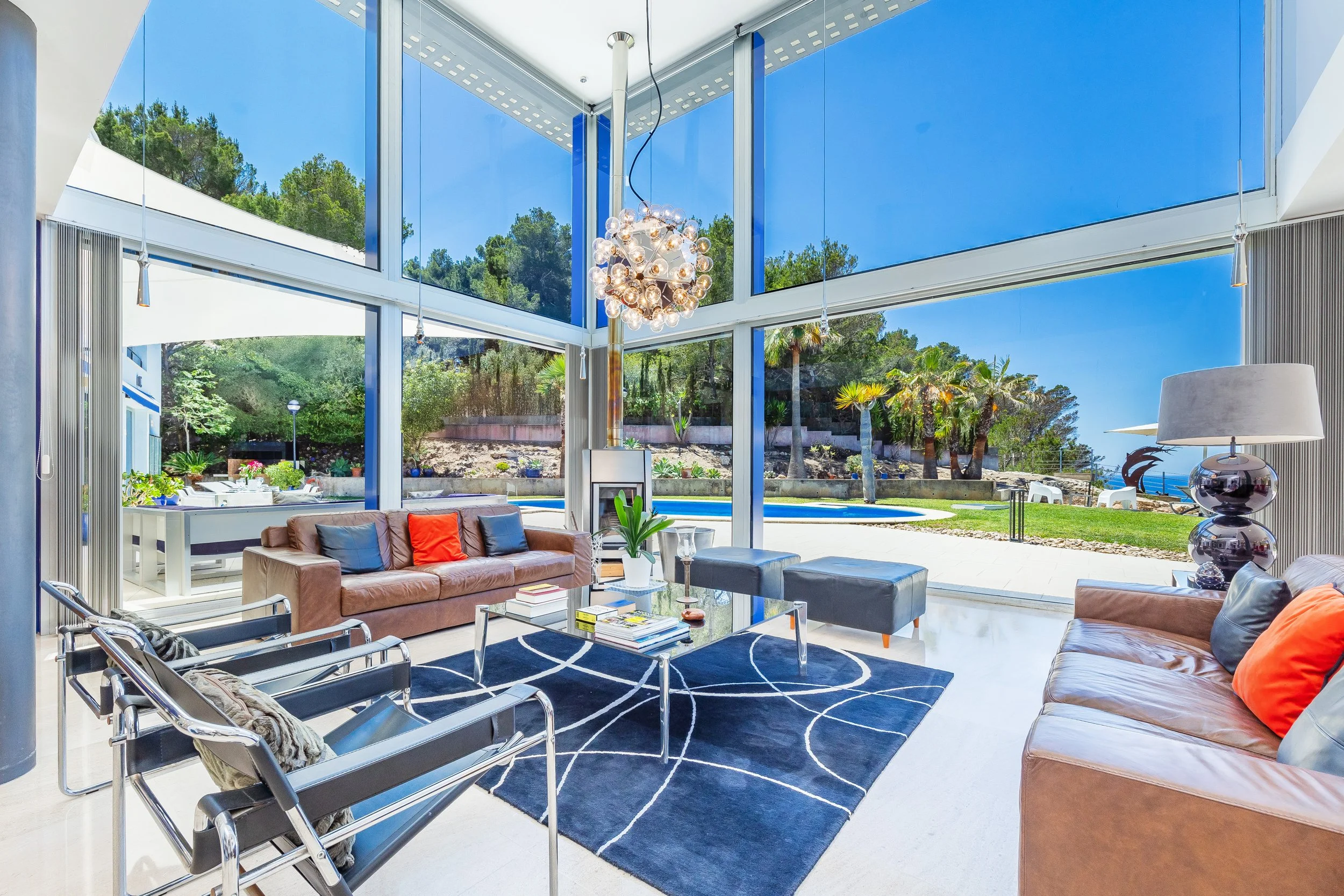 uxury living room interior real estate photography in Mallorca with natural light