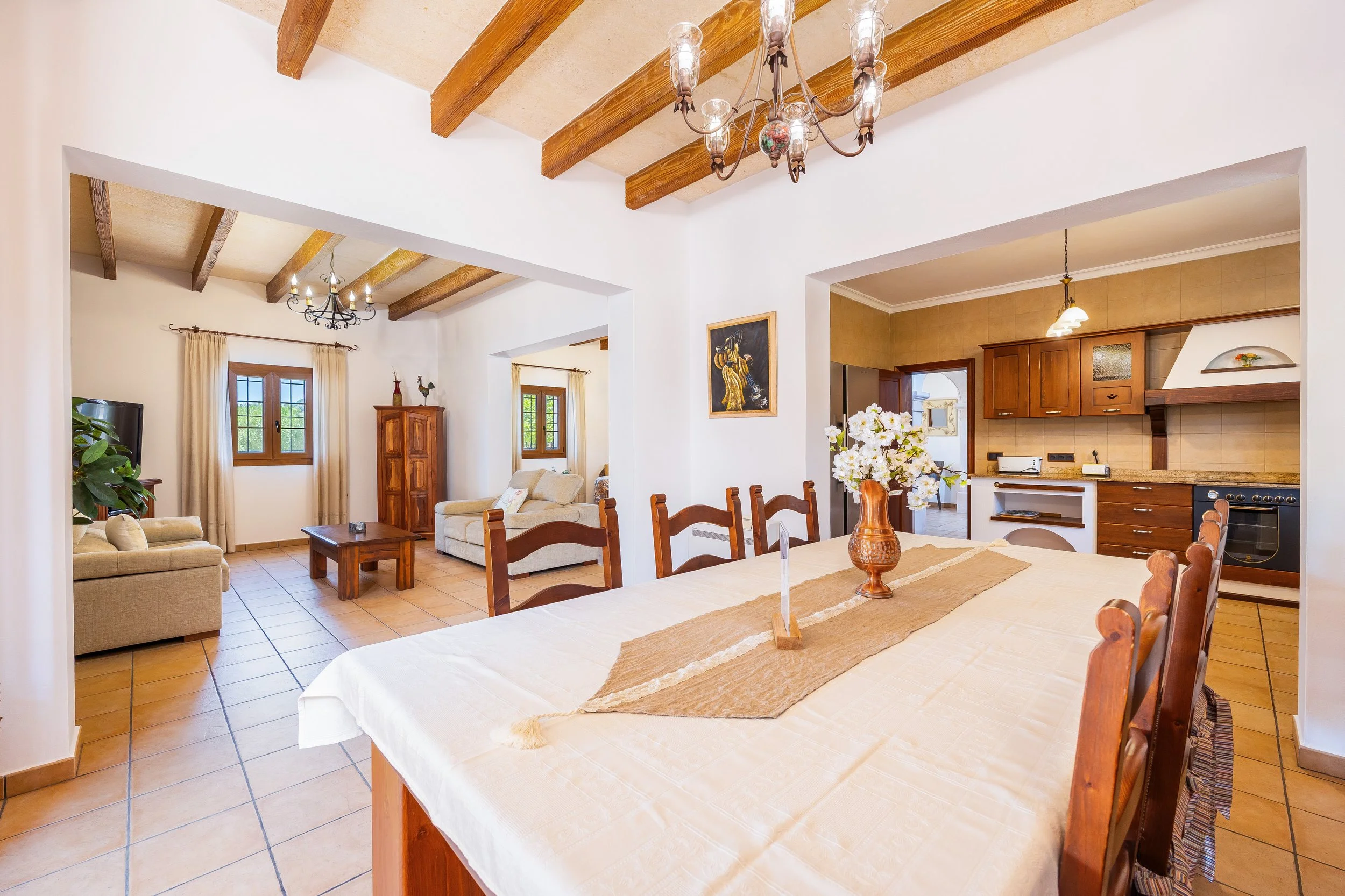Traditional interior of Cas Cuni Mallorca with rustic architecture and natural light real estate photography