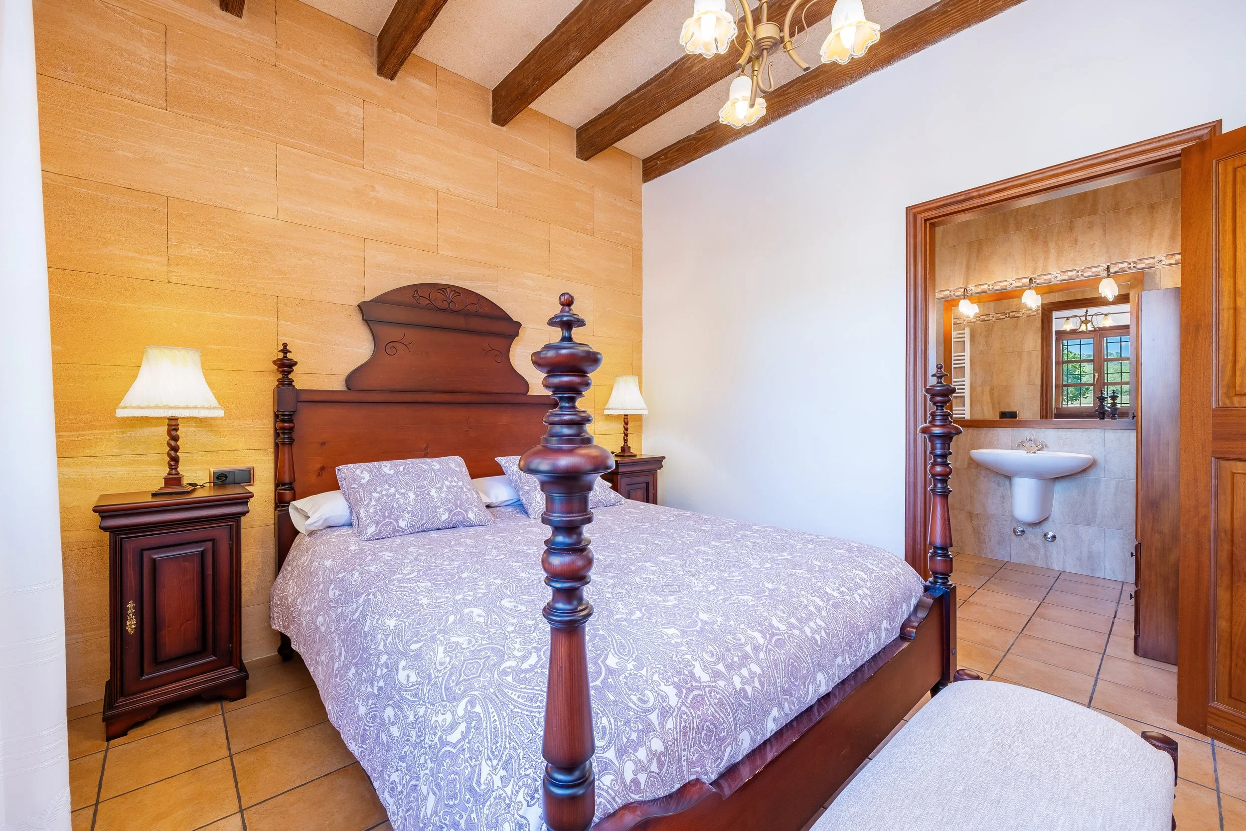 Traditional interior of Cas Cuni Mallorca with rustic architecture and natural light real estate photography