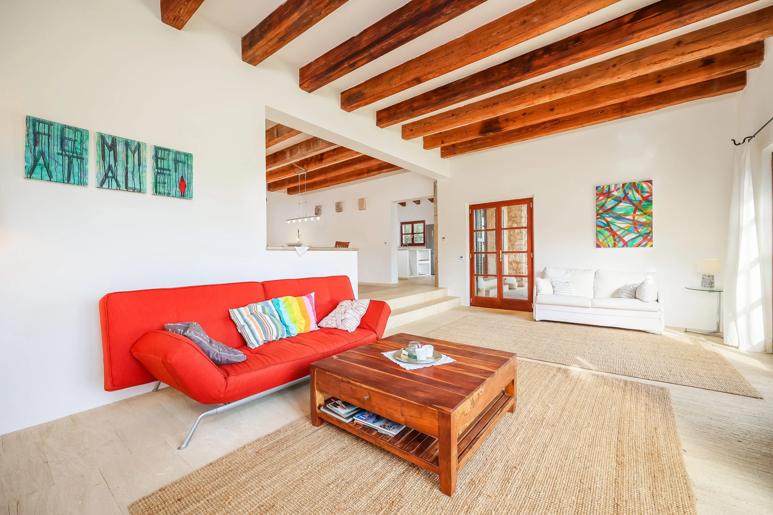 Traditional finca interior near Sant Llorenç Mallorca with rustic architecture and natural light real estate photography