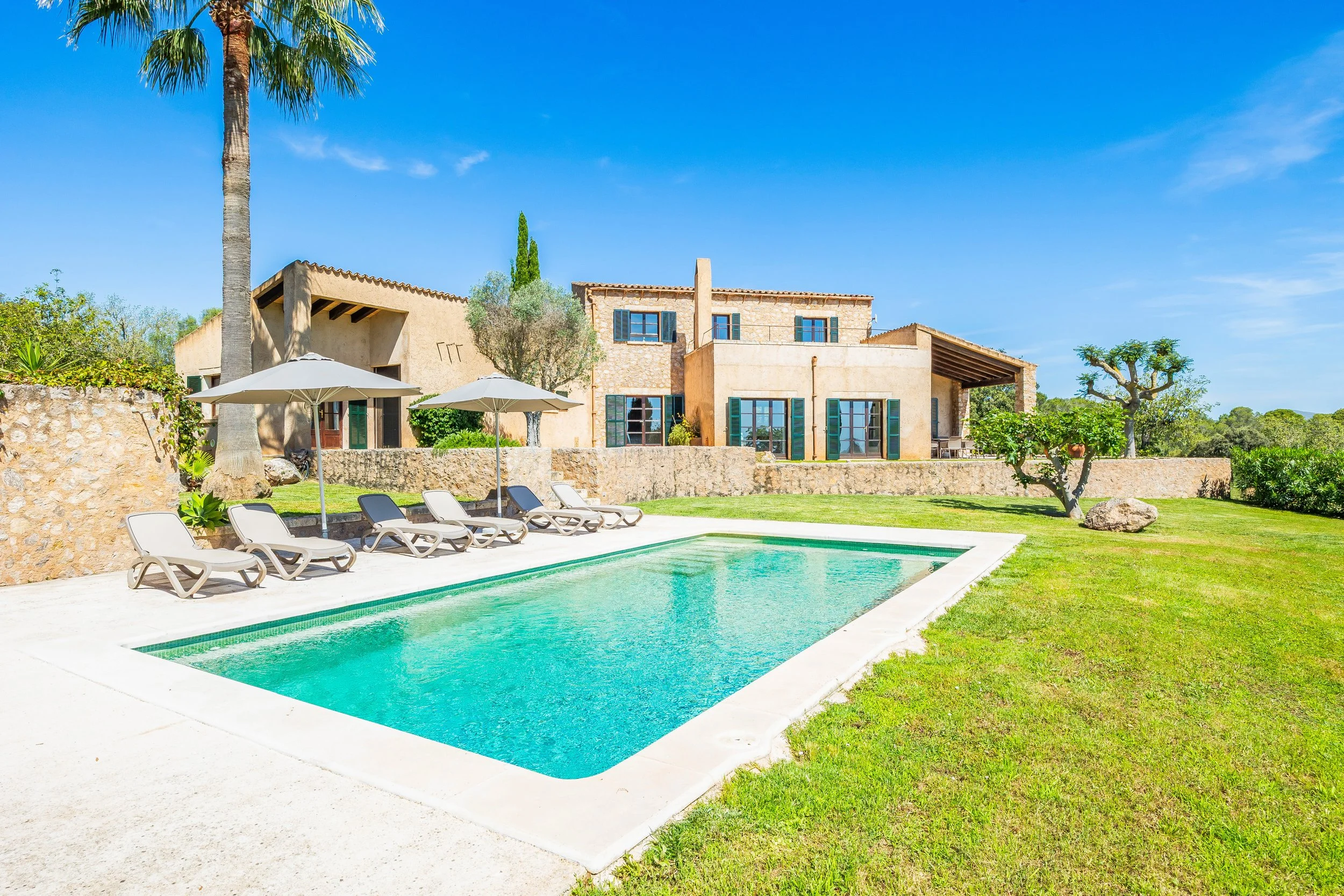 Finca Esteva Mallorca traditional finca with swimming pool near Sant Llorenç countryside real estate photography