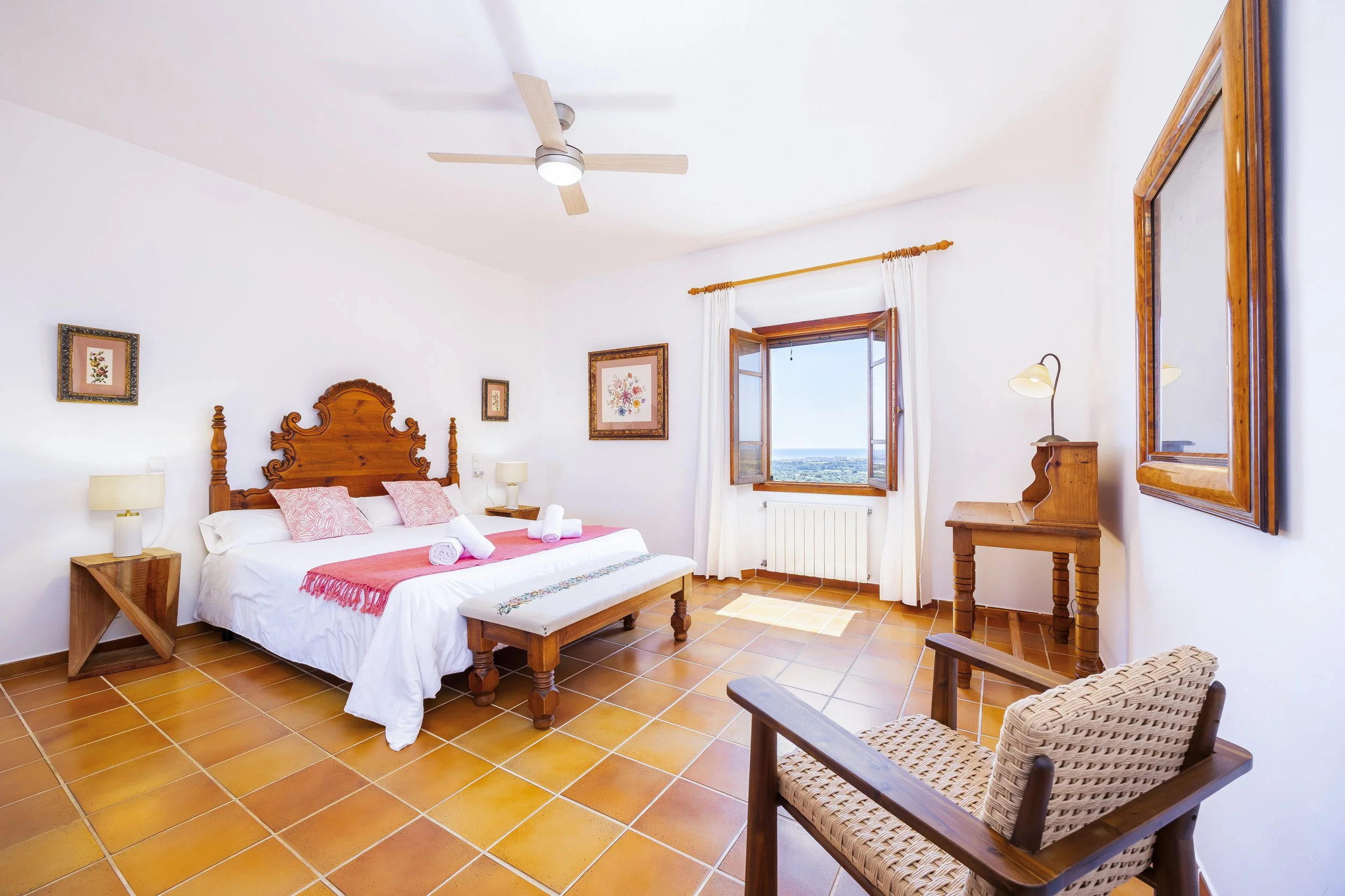 Son Galta Mallorca interior with natural light and sea views over Cala Millor real estate photography