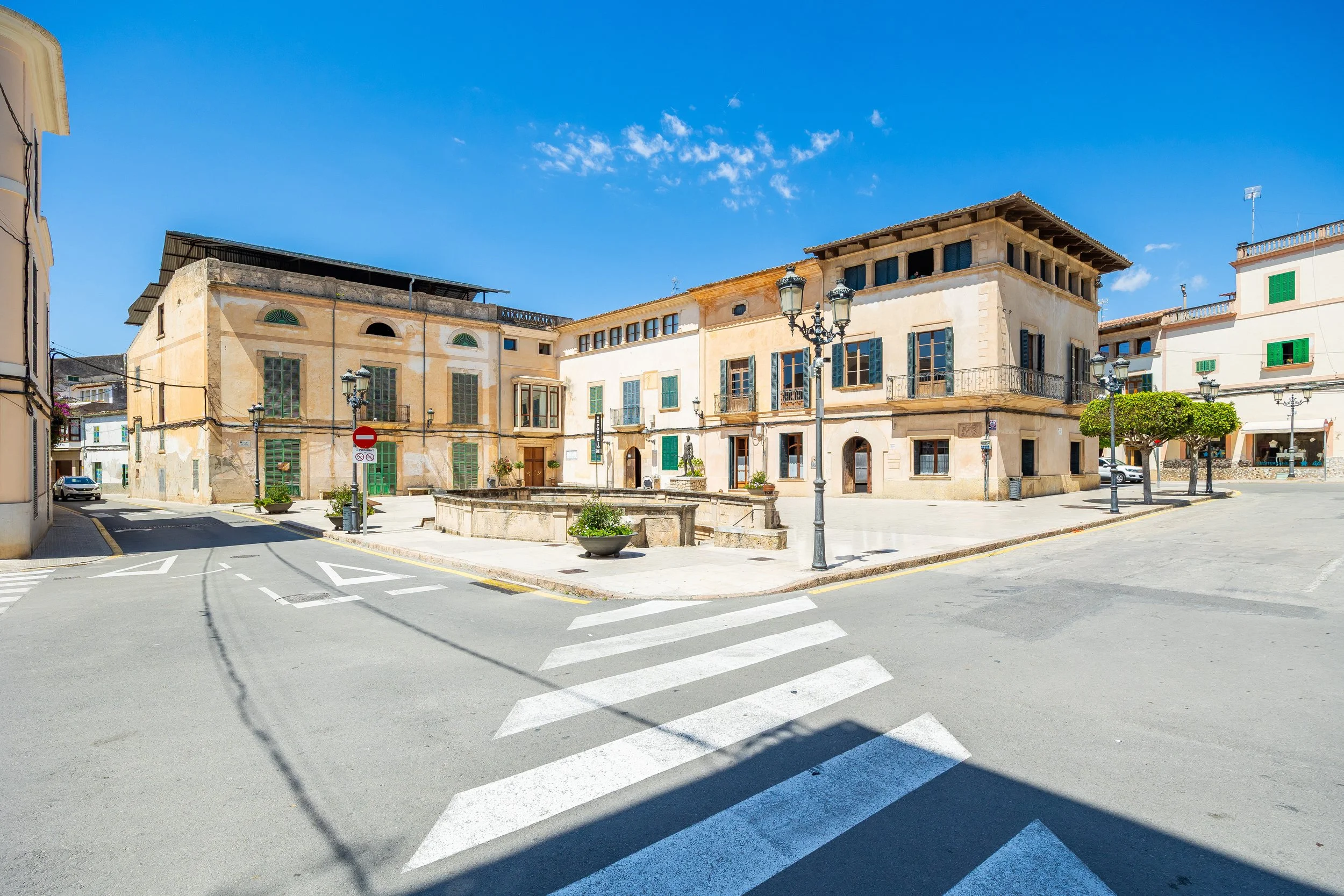 Traditional house in Felanitx Mallorca with church views and historic town setting real estate photography