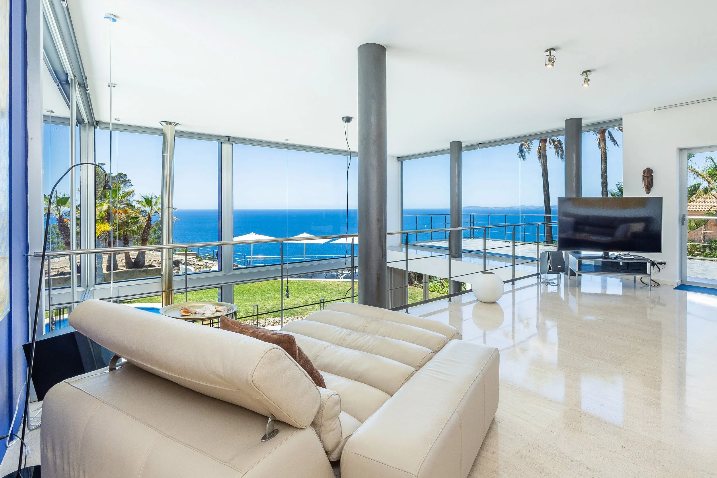 	
Luxury living room interior real estate photography in Mallorca with natural light
