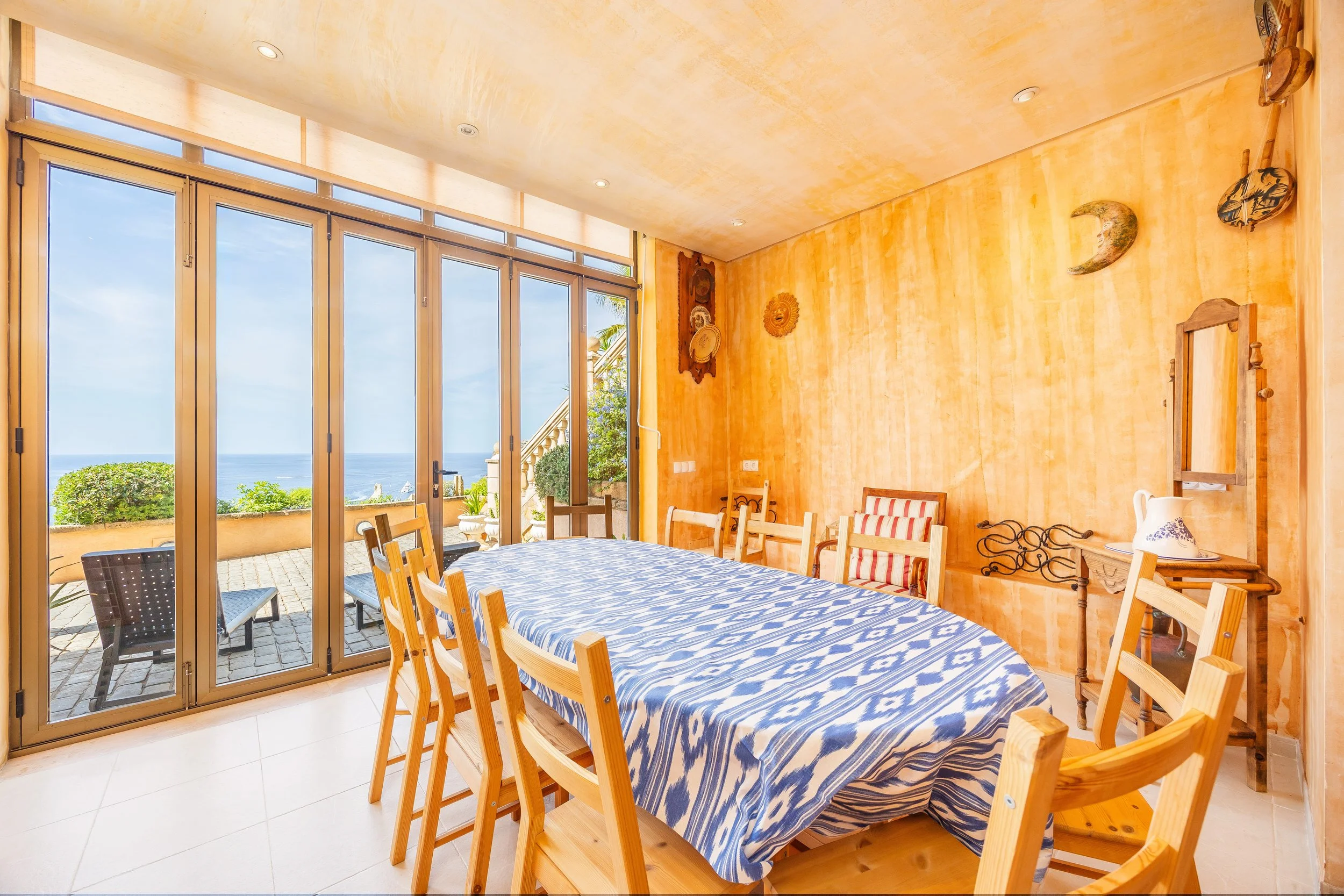 Luxury interior of Villa Cala Llamp Mallorca with modern design, natural light and sea views real estate photography