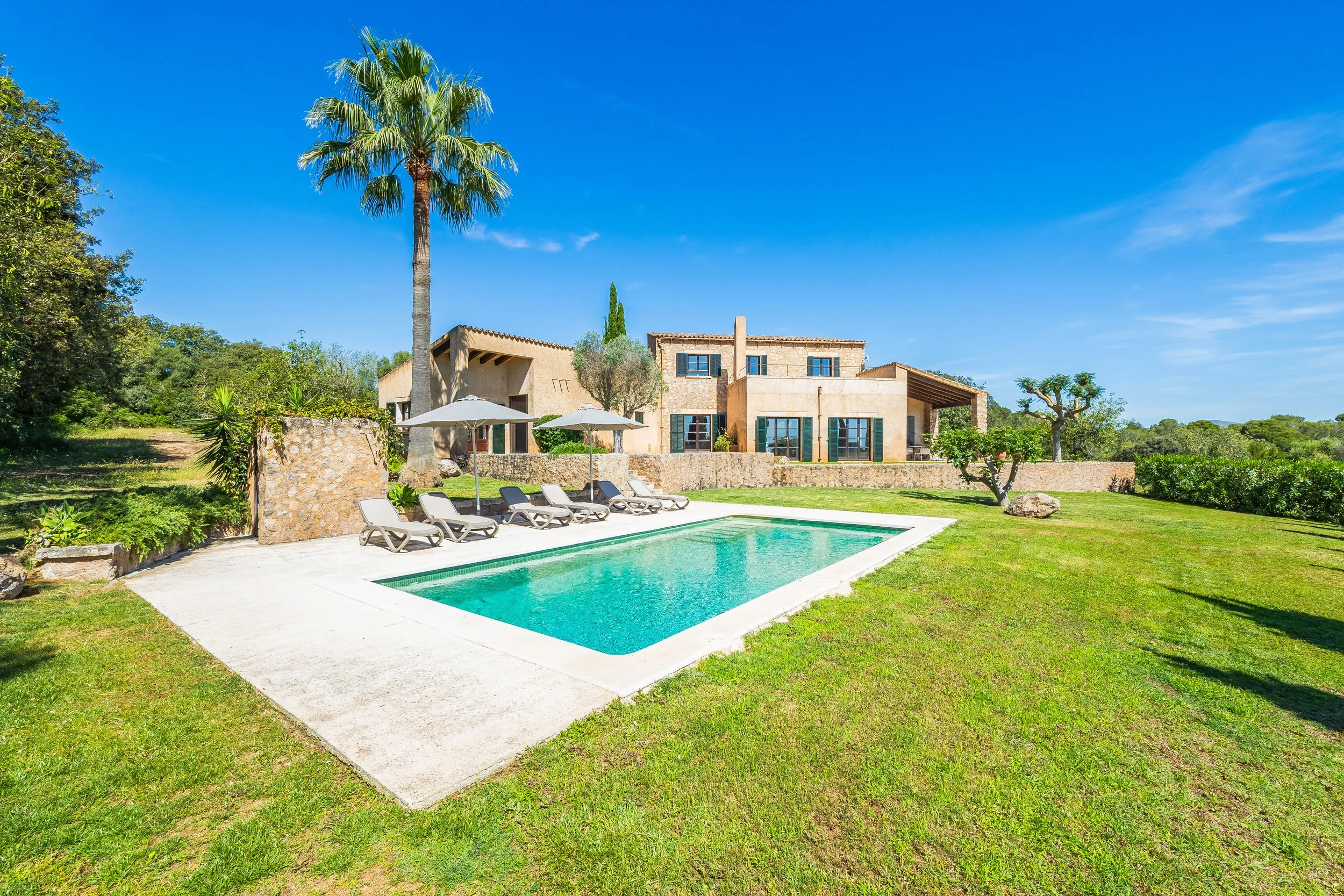 Finca Esteva Mallorca traditional finca with swimming pool near Sant Llorenç countryside real estate photography