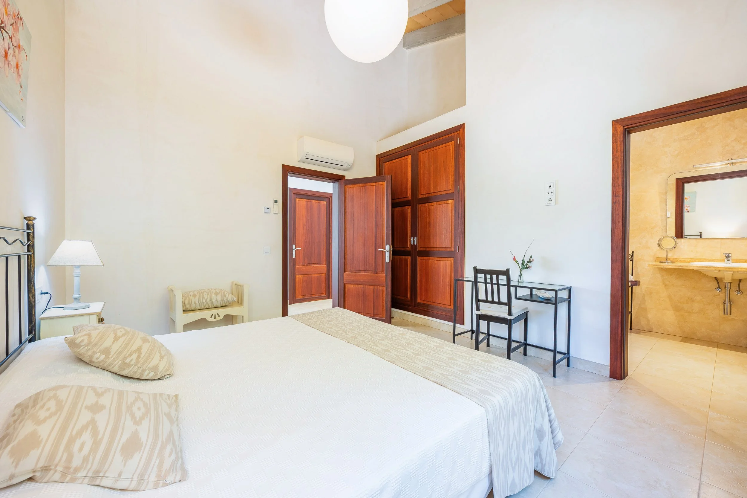 Rural house interior near Campos Mallorca with natural light and traditional Mediterranean style real estate photography