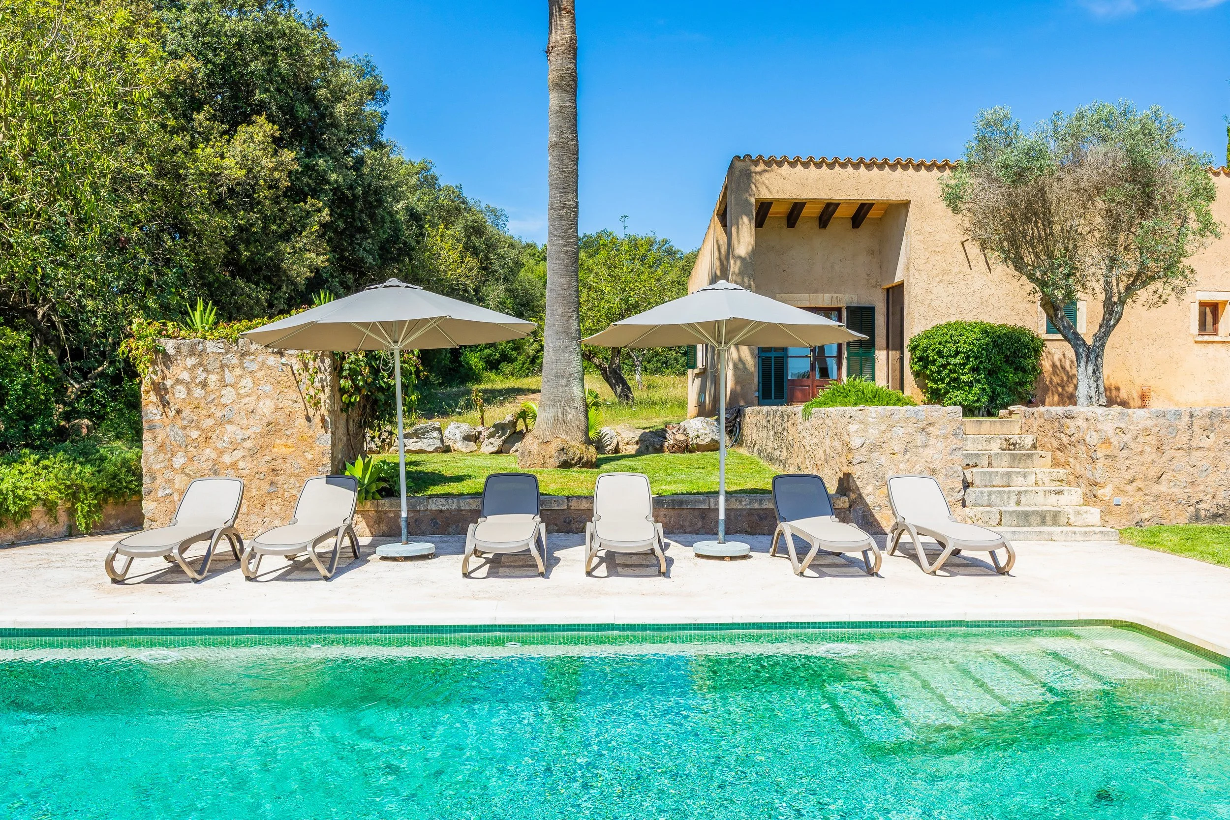 Finca Esteva Mallorca traditional finca with swimming pool near Sant Llorenç countryside real estate photography