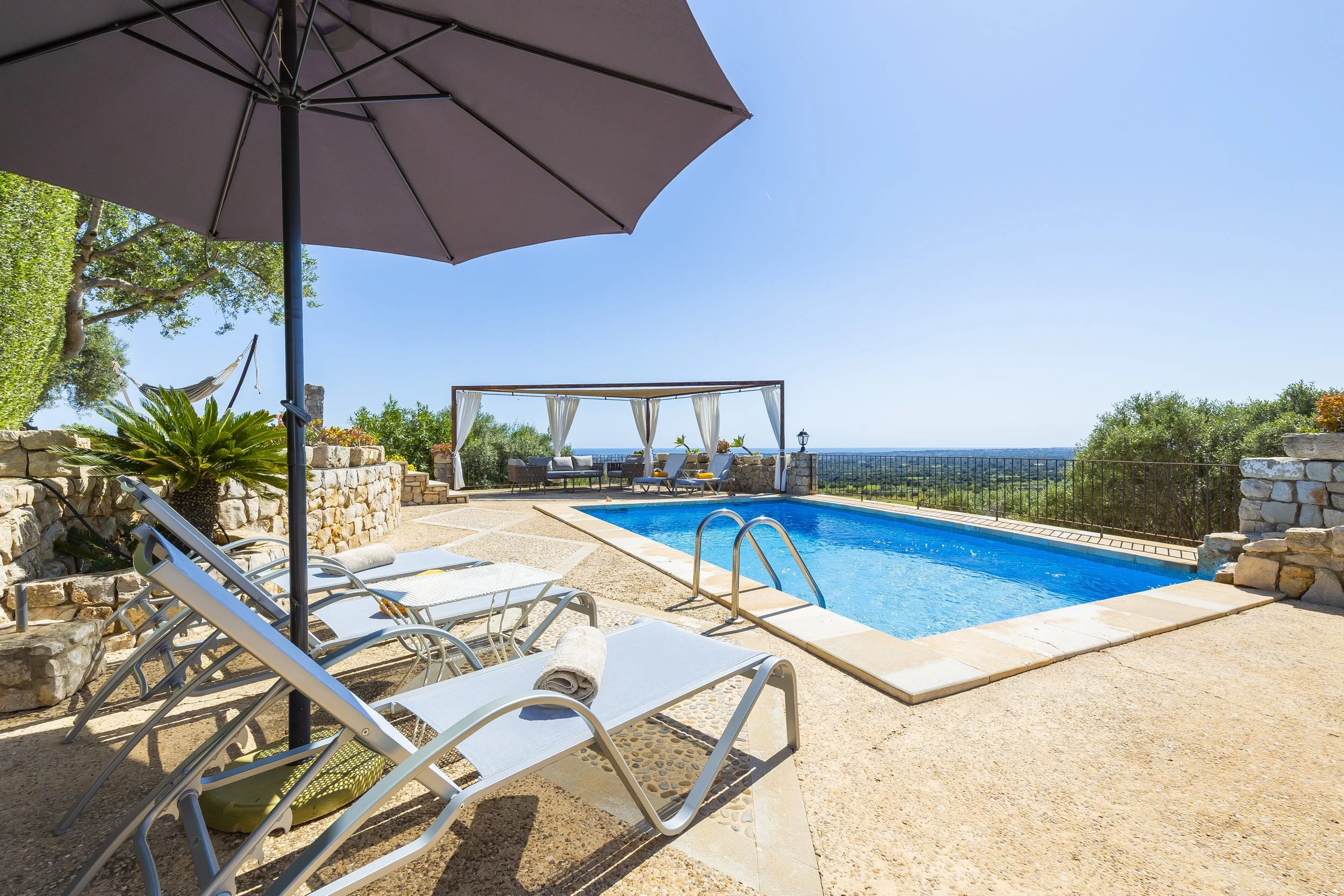 Son Galta Mallorca property with swimming pool and panoramic views over Cala Millor real estate photography