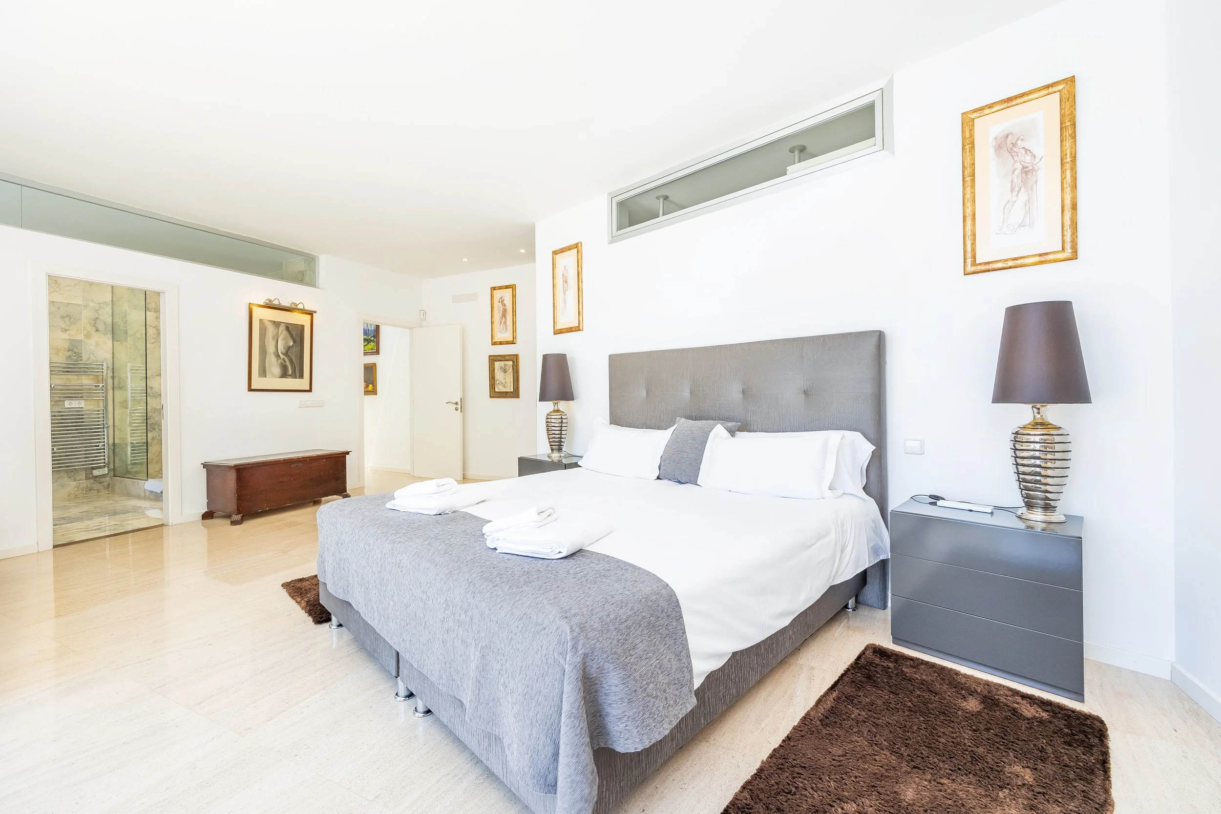 Luxury bedroom interior photography in Mallorca with natural light