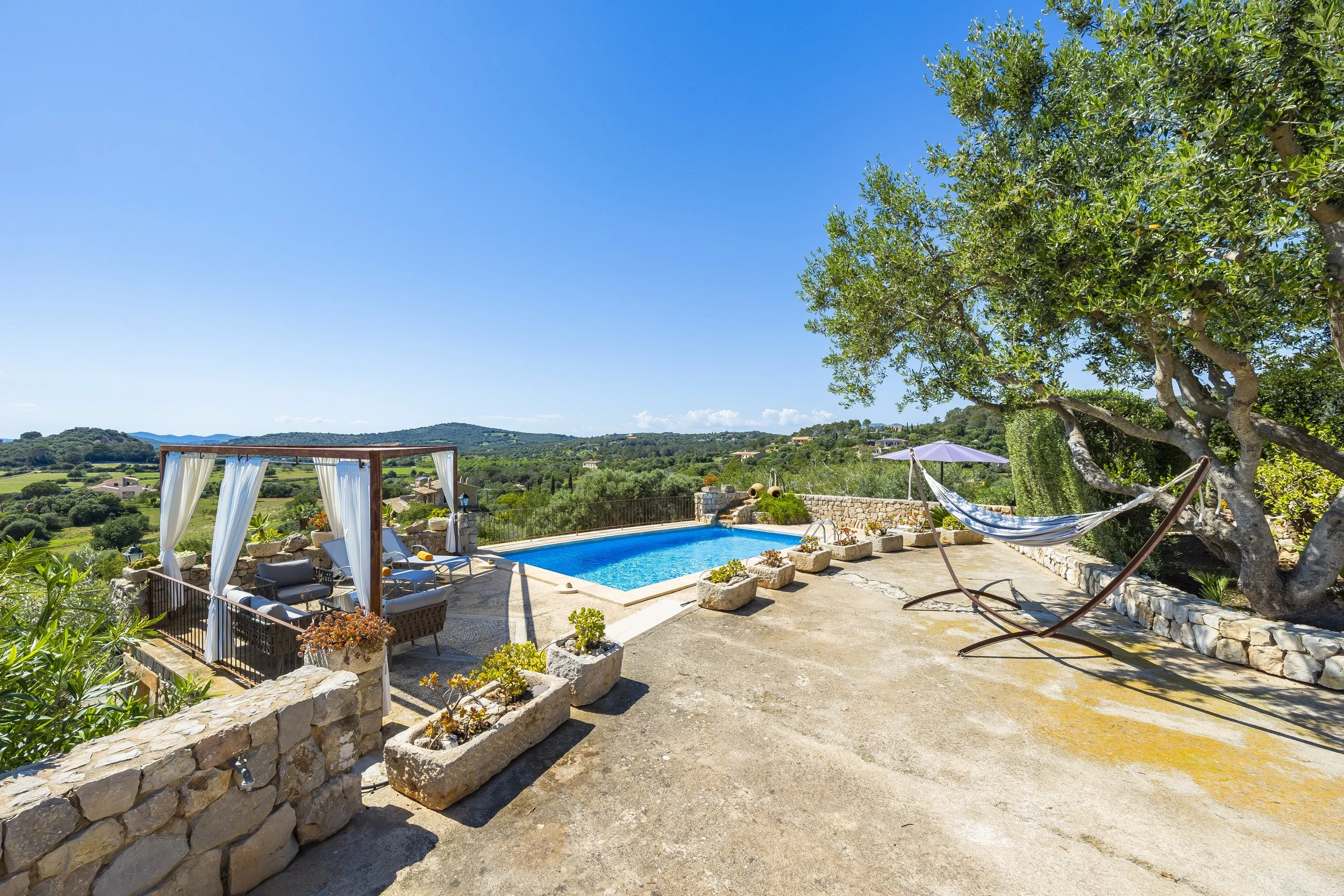 Son Galta Mallorca property with swimming pool and panoramic views over Cala Millor real estate photography