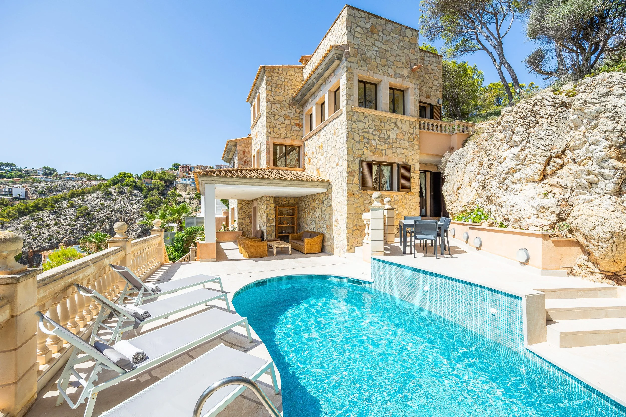 Luxury villa in Cala Llamp Mallorca with swimming pool and panoramic sea views real estate photography
