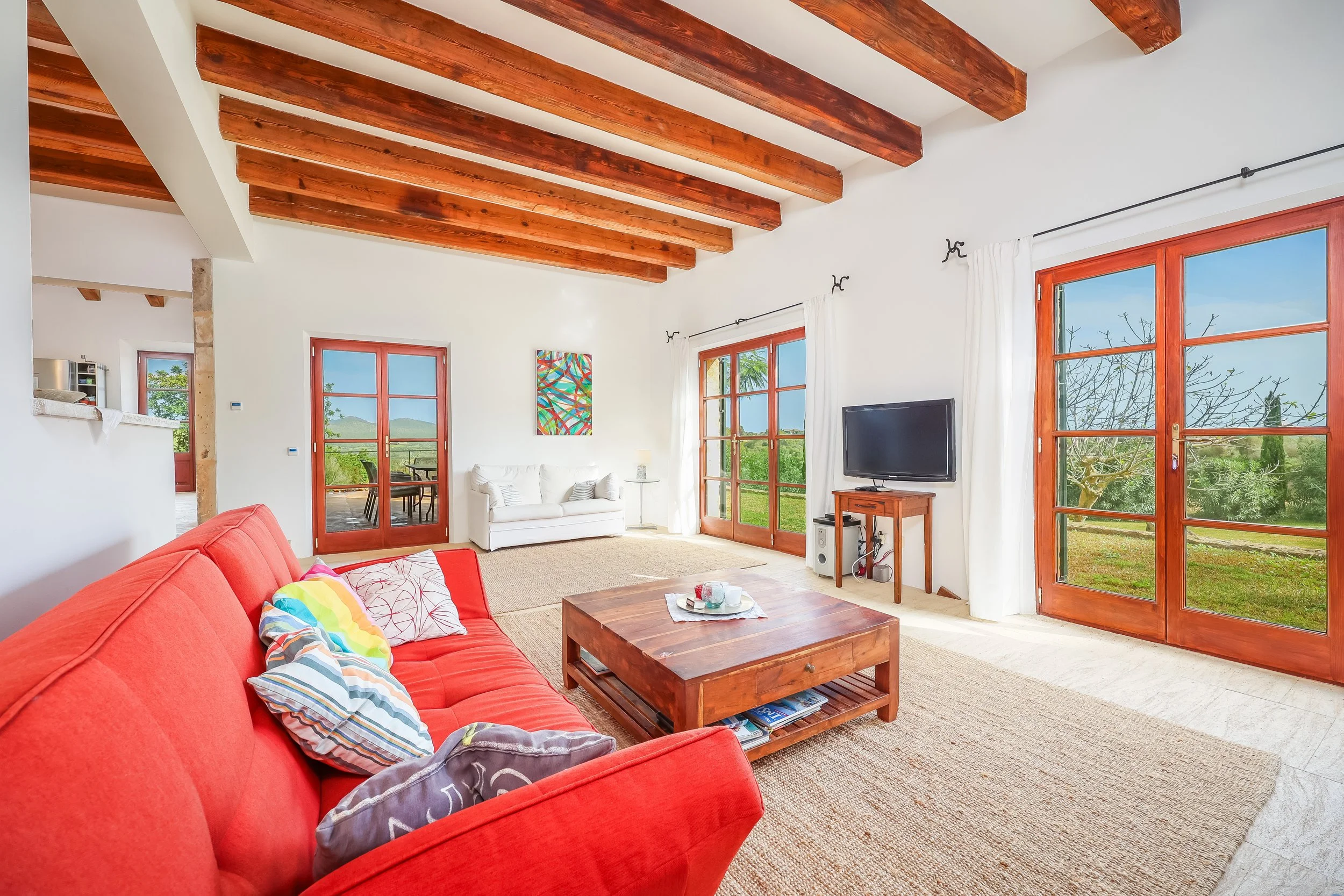 Traditional finca interior near Sant Llorenç Mallorca with rustic architecture and natural light real estate photography