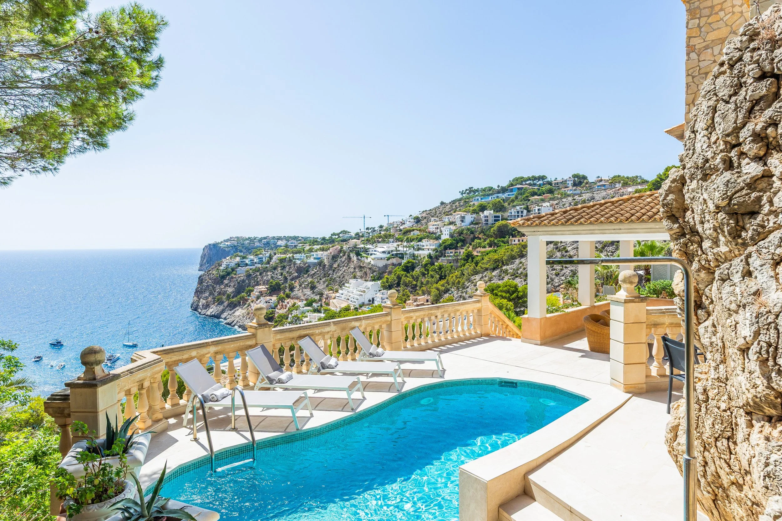 Luxury villa in Cala Llamp Mallorca with swimming pool and panoramic sea views real estate photography
