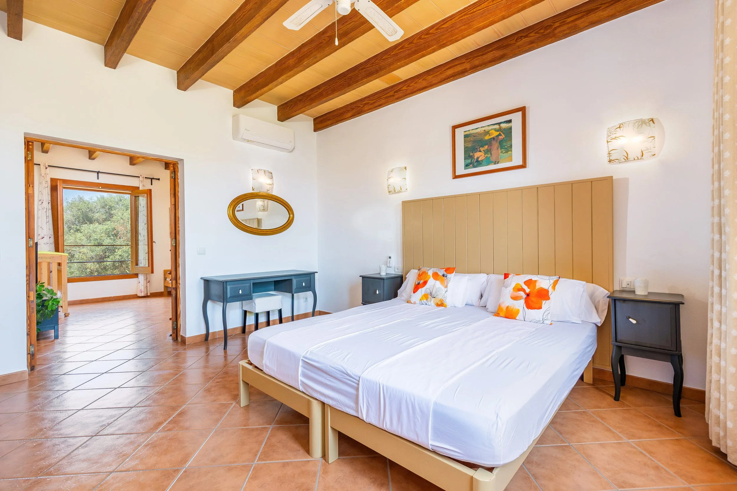 Traditional Mallorcan interior at Can Churi with rustic details and natural light real estate photography