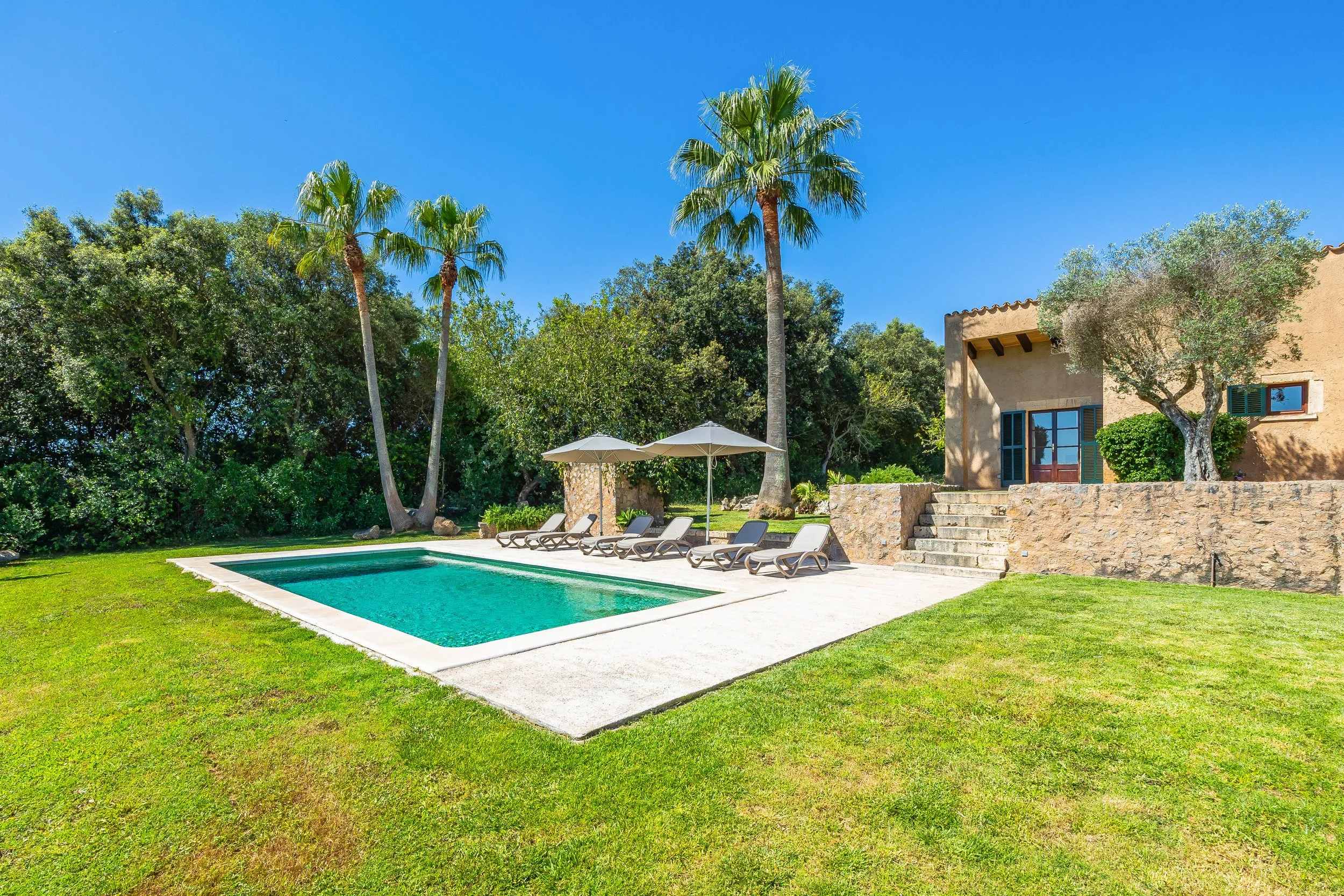 Finca Esteva Mallorca traditional finca with swimming pool near Sant Llorenç countryside real estate photography