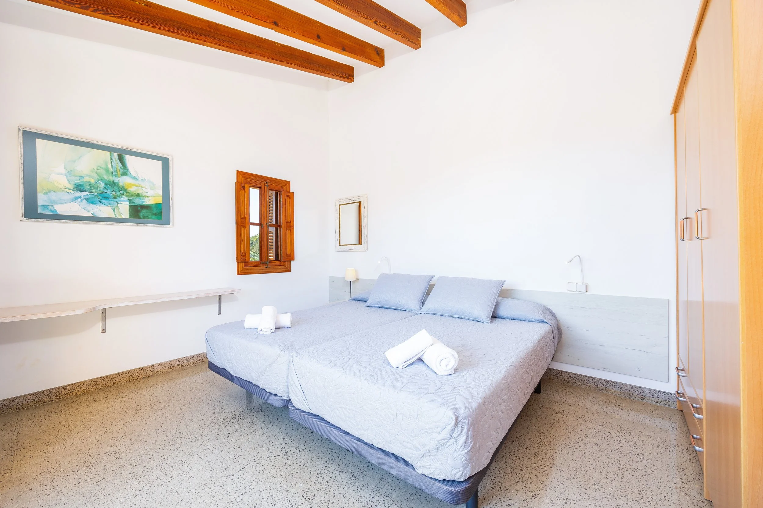 Mallorcan house interior near Artà with rustic architecture and natural light real estate photography