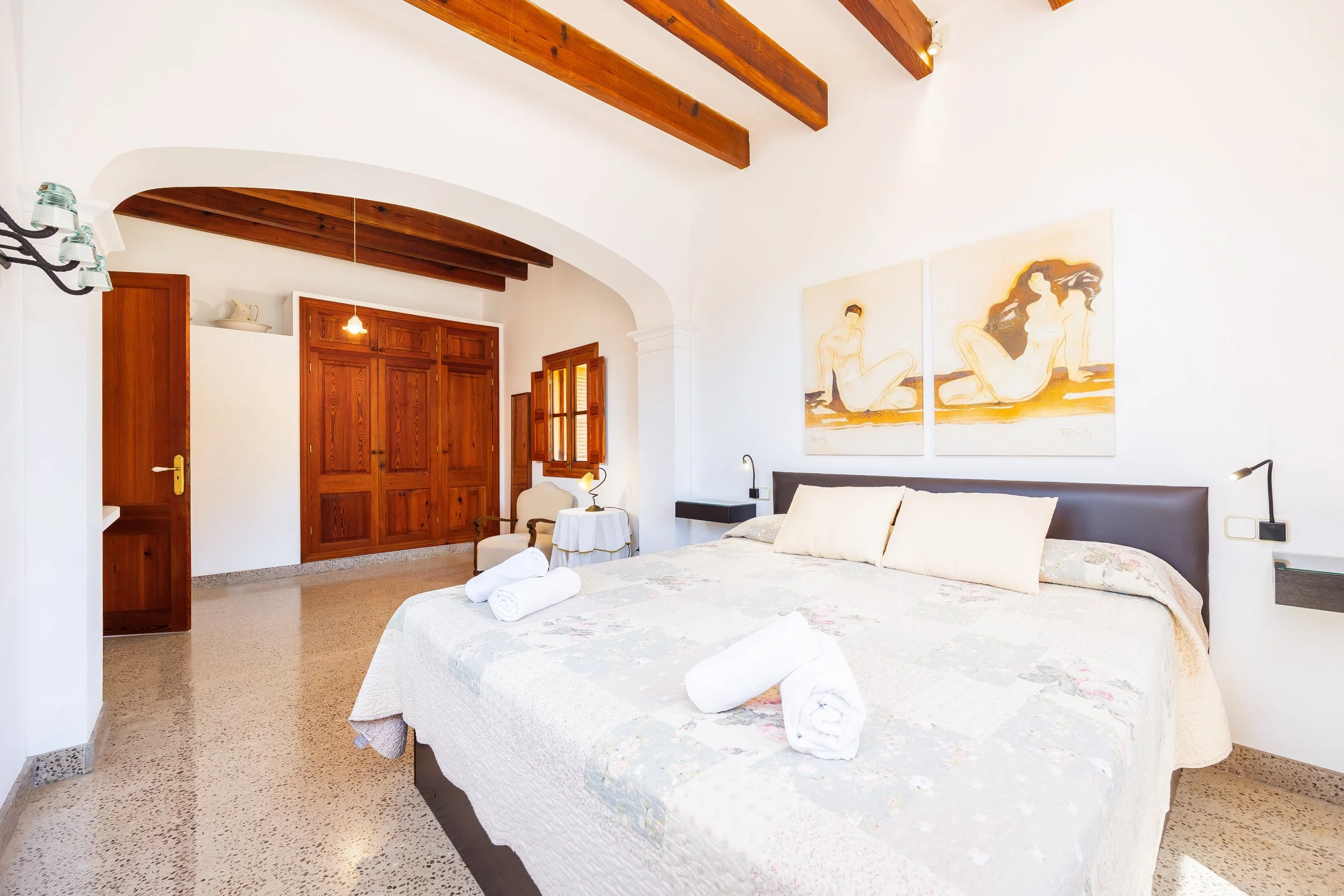 Mallorcan house interior near Artà with rustic architecture and natural light real estate photography